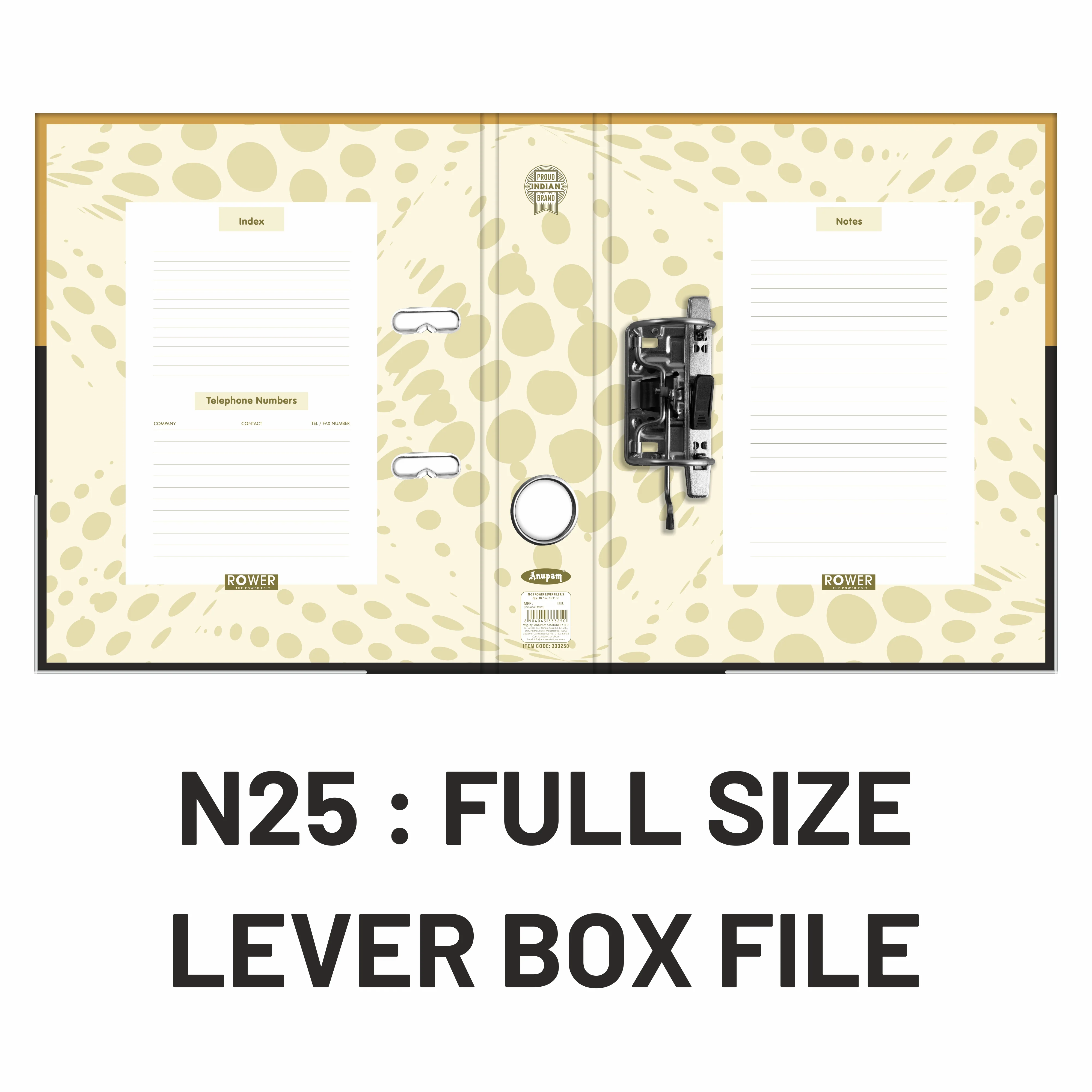 Anupam Rower File | 70mm Spine | Eco-Friendly Office File with 180° Opening – N25 F/S Size (Pack of 4) - Image 4