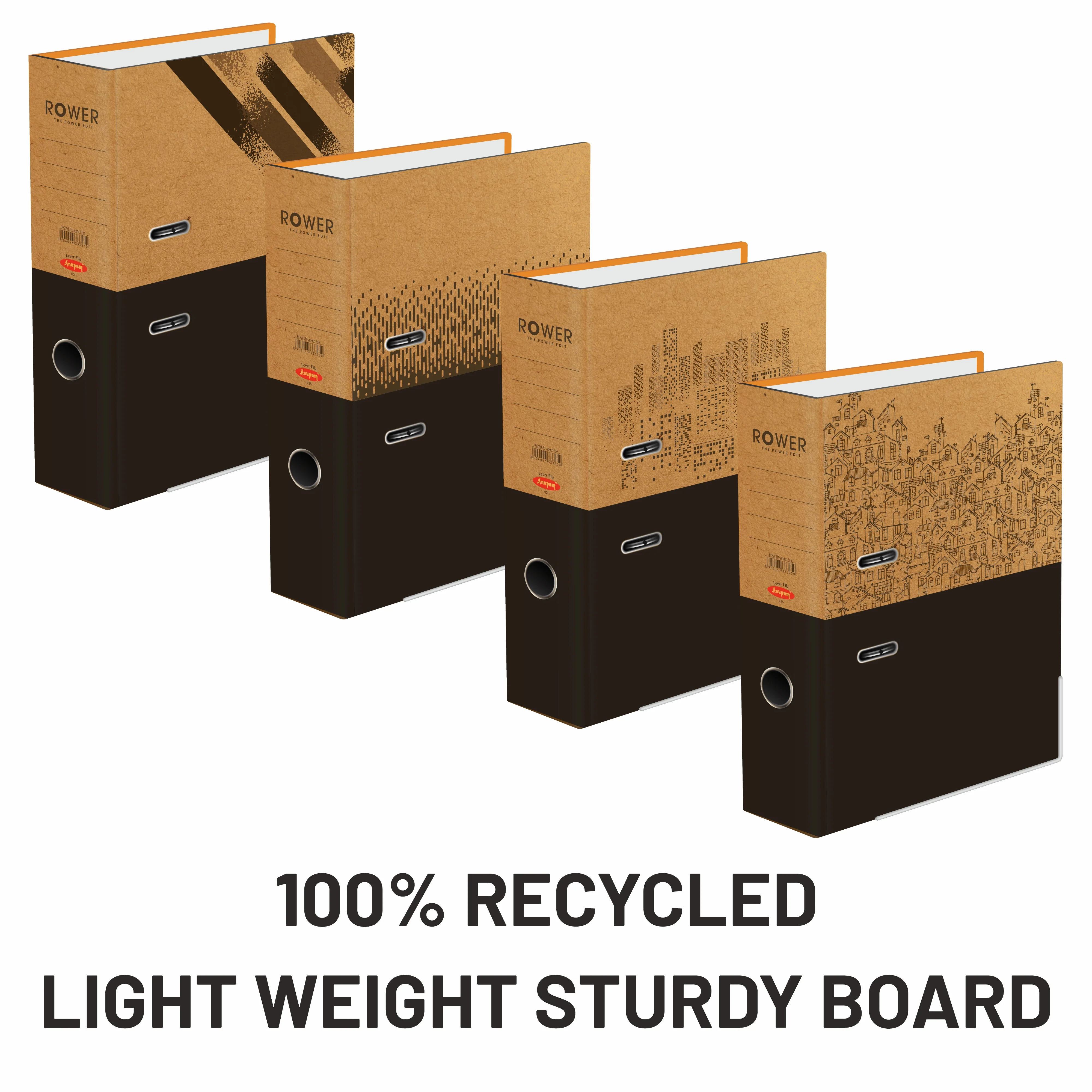 Anupam Rower File | 70mm Spine | Eco-Friendly Office File with 180° Opening – N25 F/S Size (Pack of 4) - Image 9