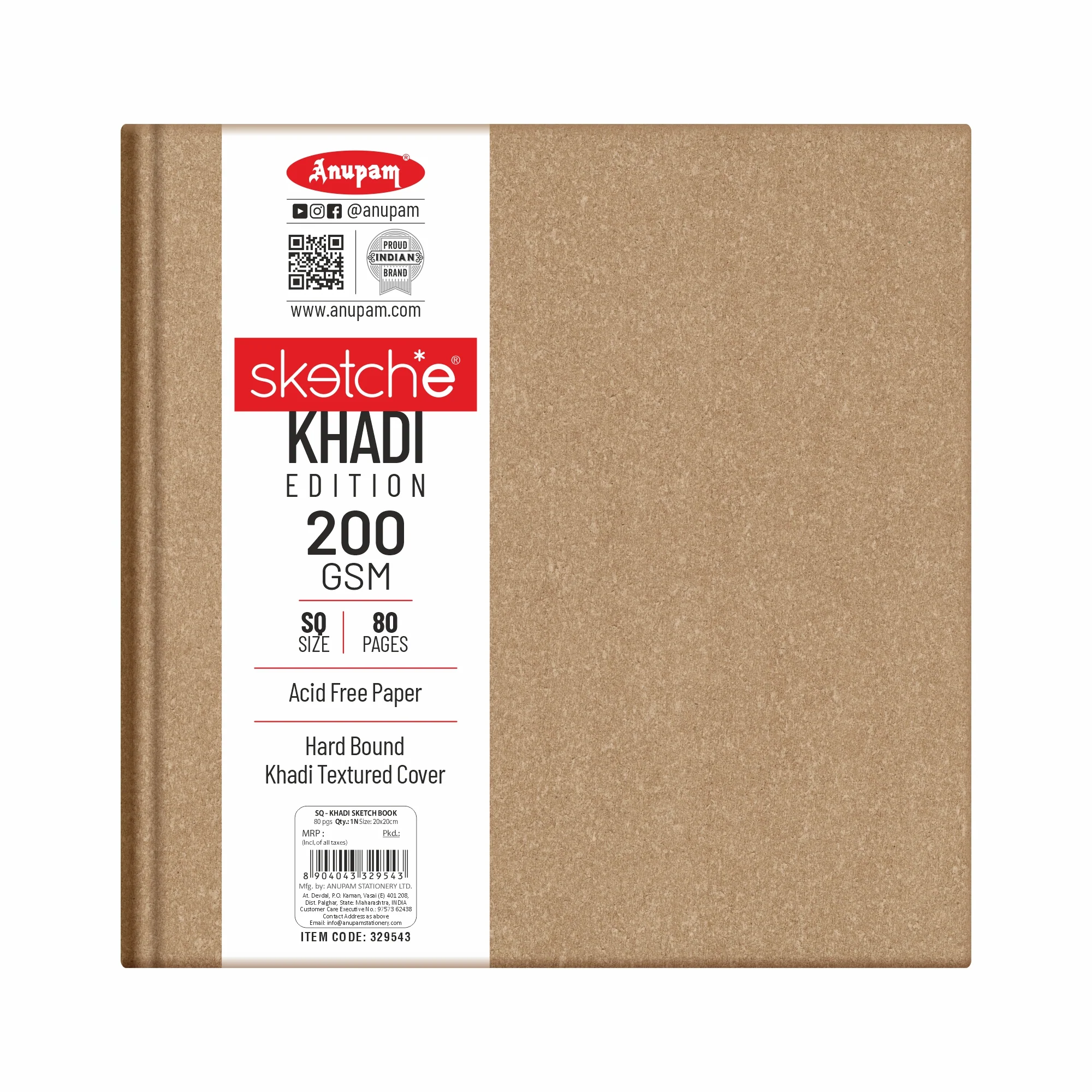 Anupam Sketch-E Khadi (Cover) Cartridge Paper Khadi Textured Hardbound Cover -200 GSM - Image 3