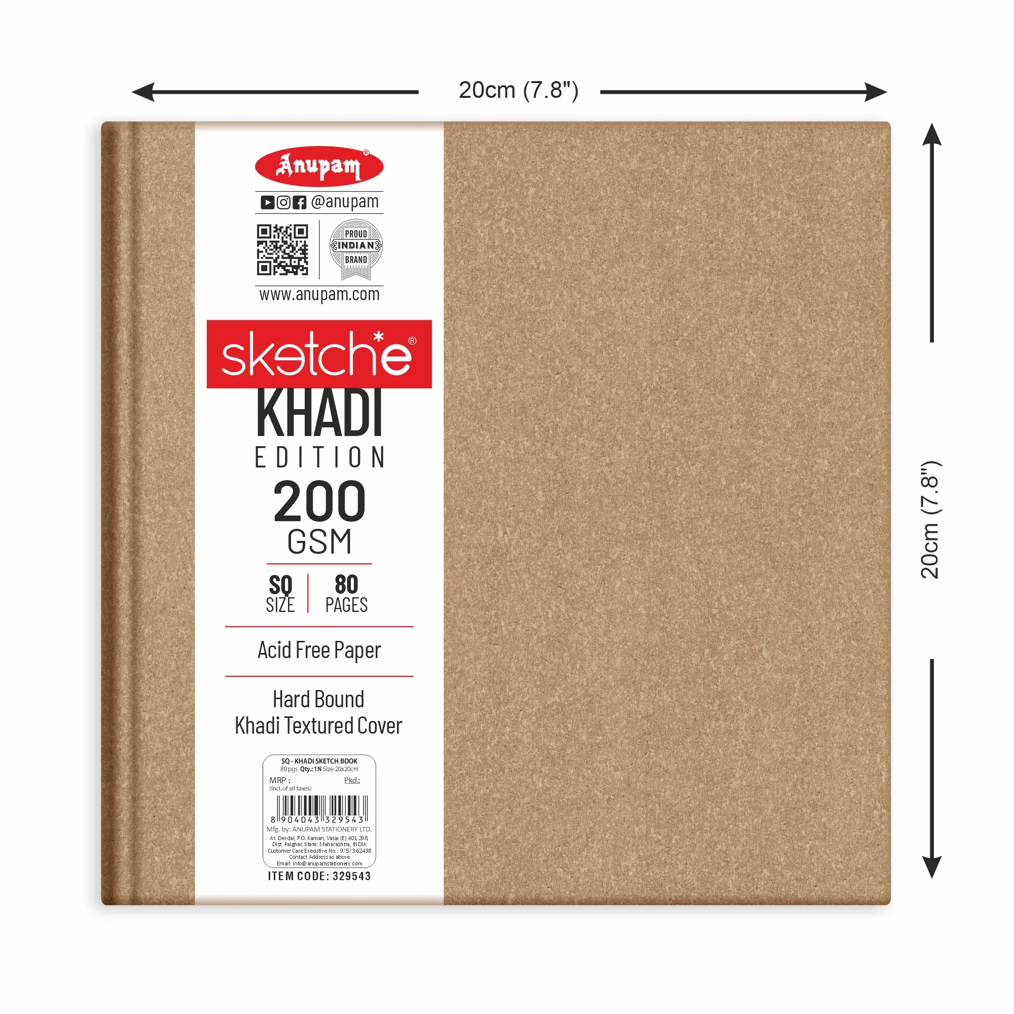 Anupam Sketch-E Khadi (Cover) Cartridge Paper Khadi Textured Hardbound Cover -200 GSM - Image 4