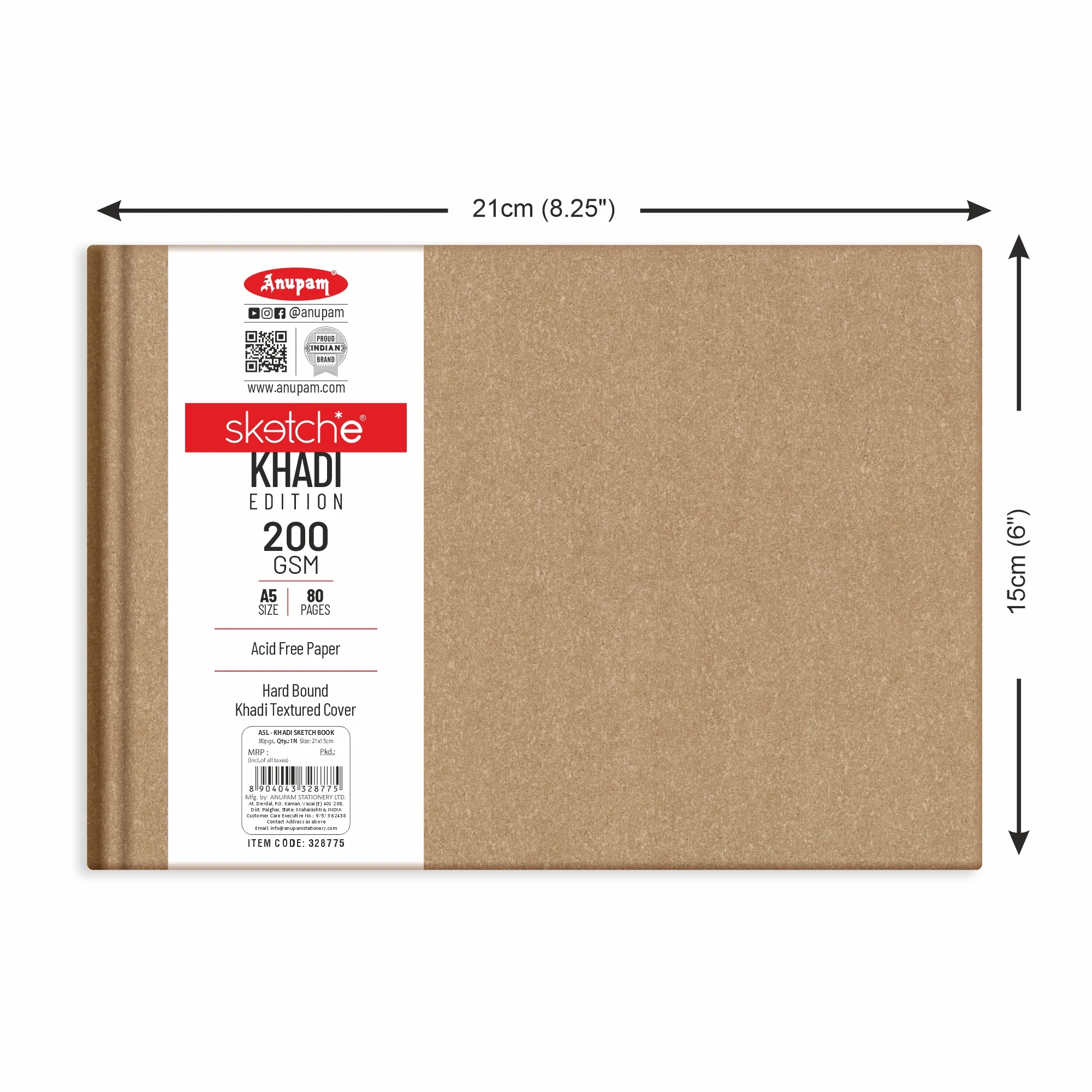 Anupam Sketch-E Khadi (Cover) Cartridge Paper Khadi Textured Hardbound Cover -200 GSM - Image 5