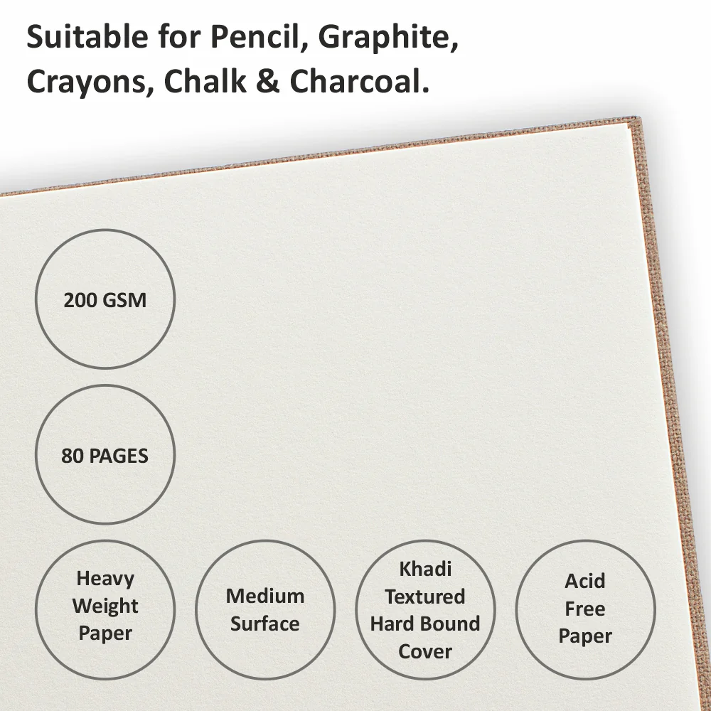 Anupam Sketch-E Khadi (Cover) Cartridge Paper Khadi Textured Hardbound Cover -200 GSM - Image 8