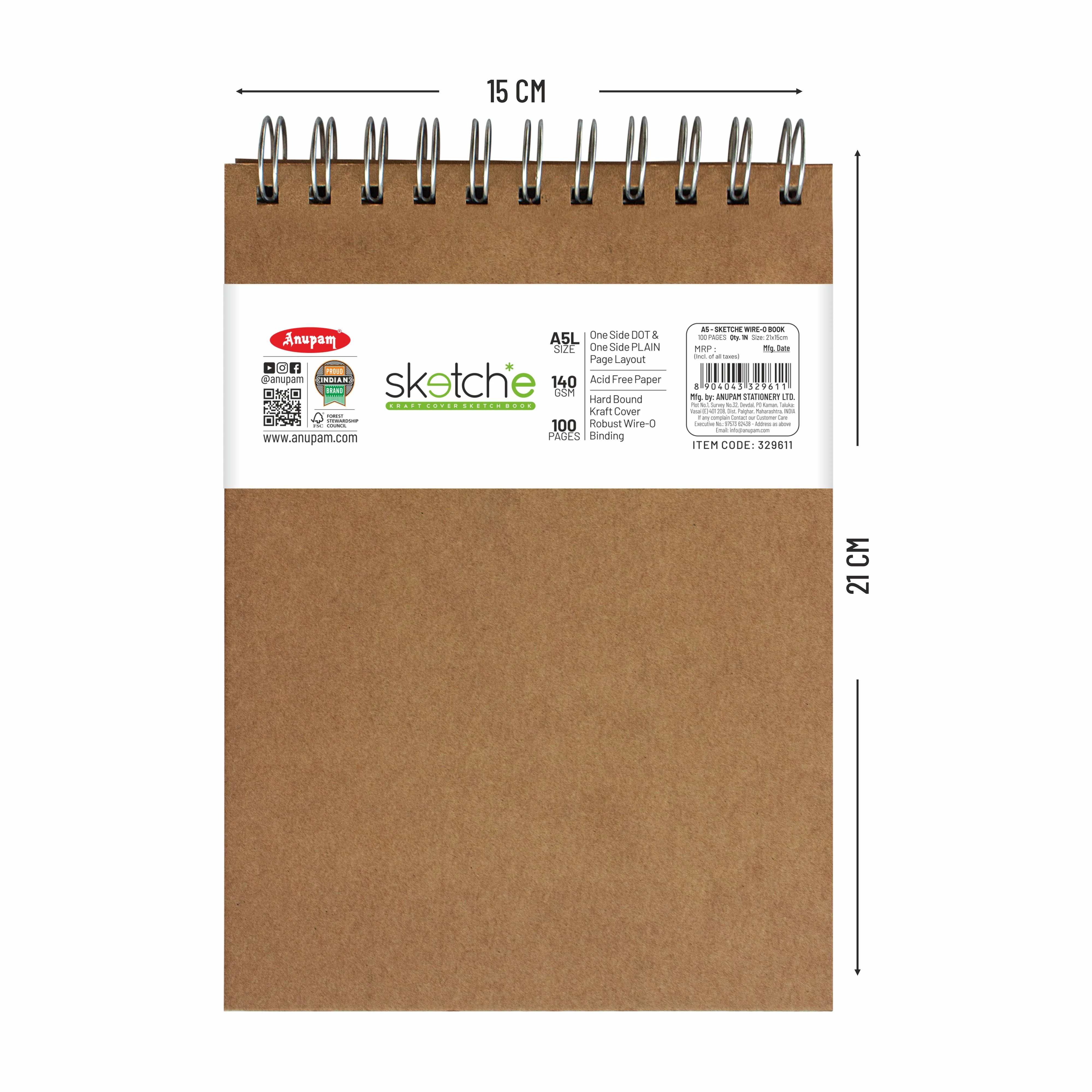 Anupam Sketch-E WireO Sketch Book-Cartridge Paper-140GSM - Image 11