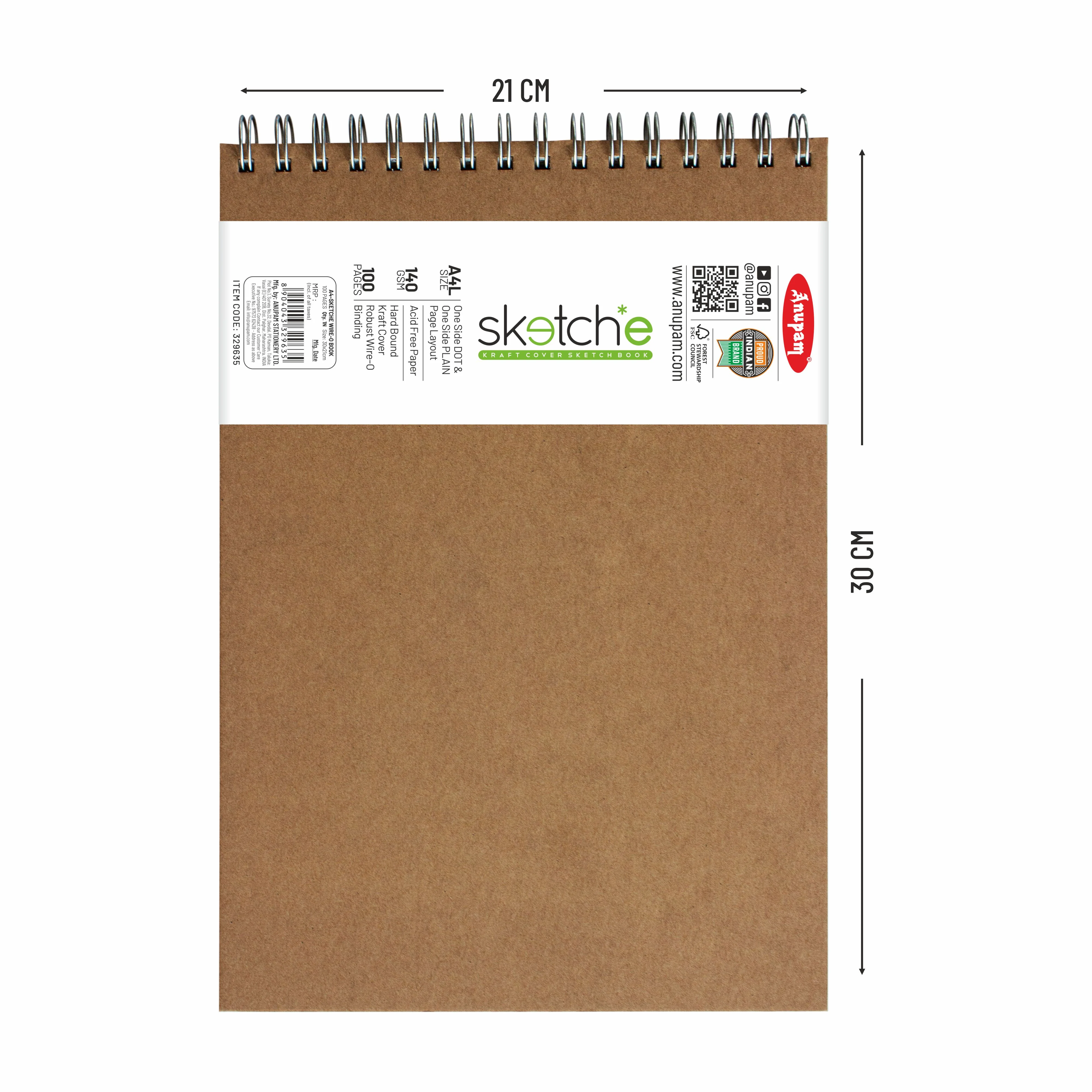 Anupam Sketch-E WireO Sketch Book-Cartridge Paper-140GSM - Image 2