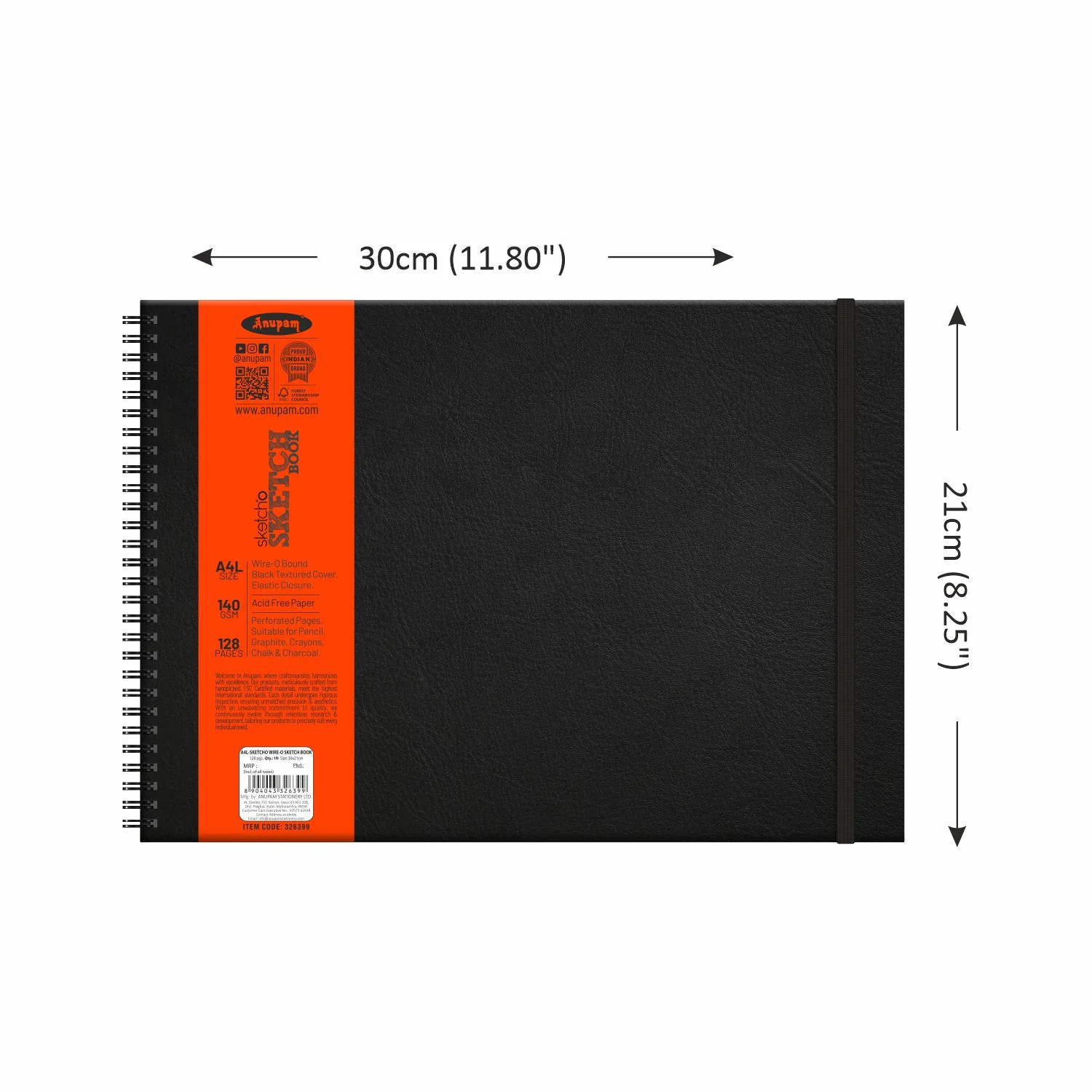 Anupam Sketch-O Sketchbook-Hard Bound-Cartridge Paper-Wire-O Book-140 GSM -128 Pages - Image 10