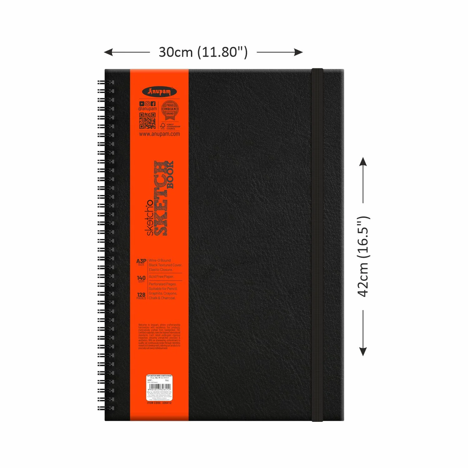 Anupam Sketch-O Sketchbook-Hard Bound-Cartridge Paper-Wire-O Book-140 GSM -128 Pages - Image 12