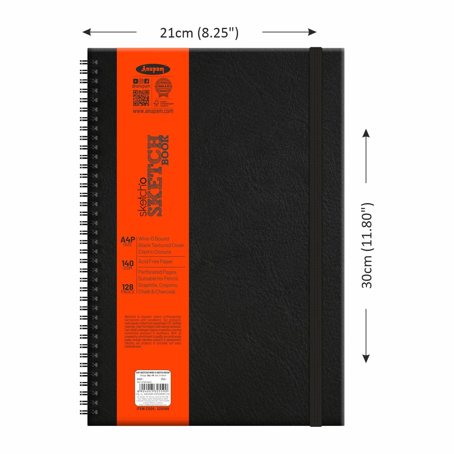 Anupam Sketch-O Sketchbook-Hard Bound-Cartridge Paper-Wire-O Book-140 GSM -128 Pages - Image 8