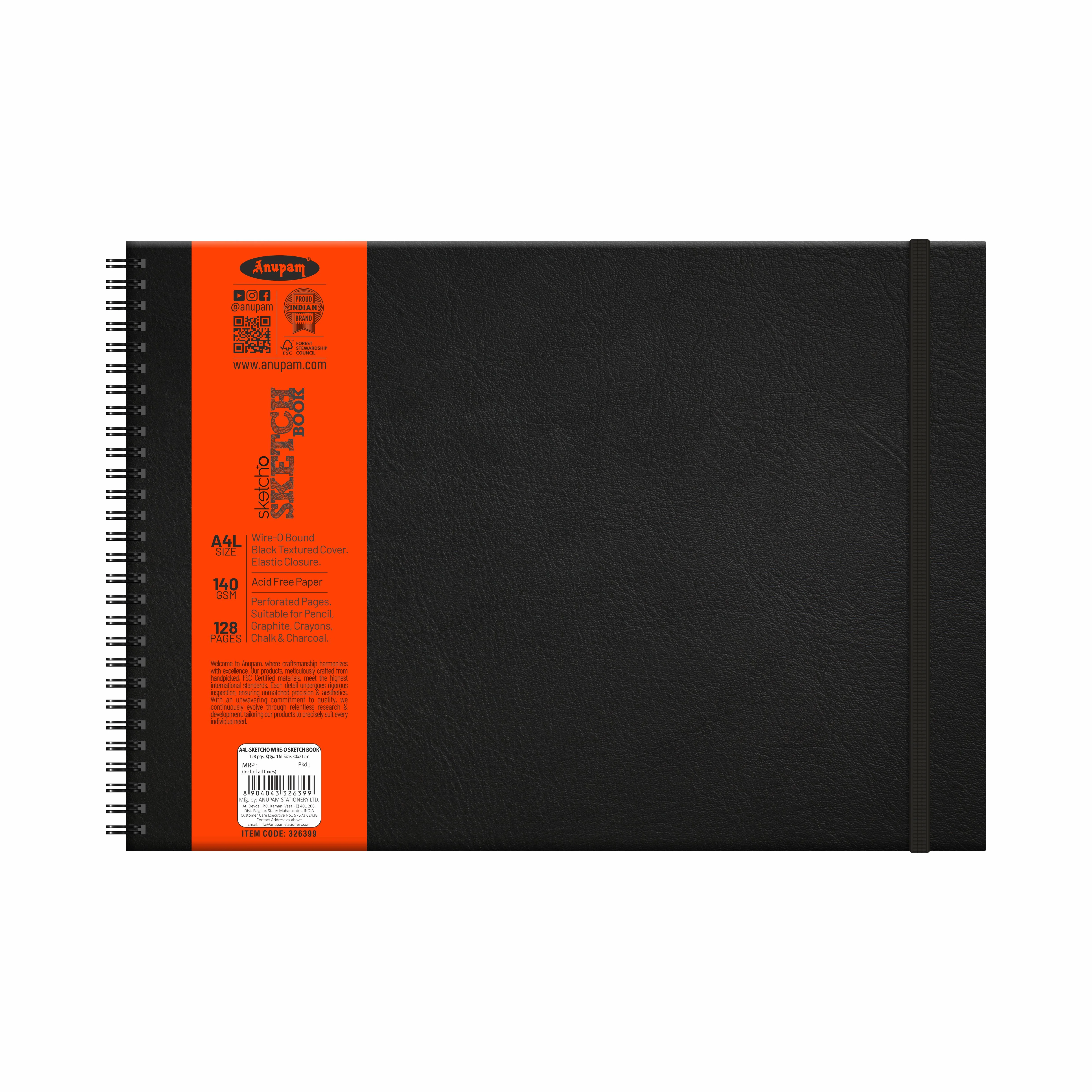 Anupam Sketch-O Sketchbook-Hard Bound-Cartridge Paper-Wire-O Book-140 GSM -128 Pages - Image 9