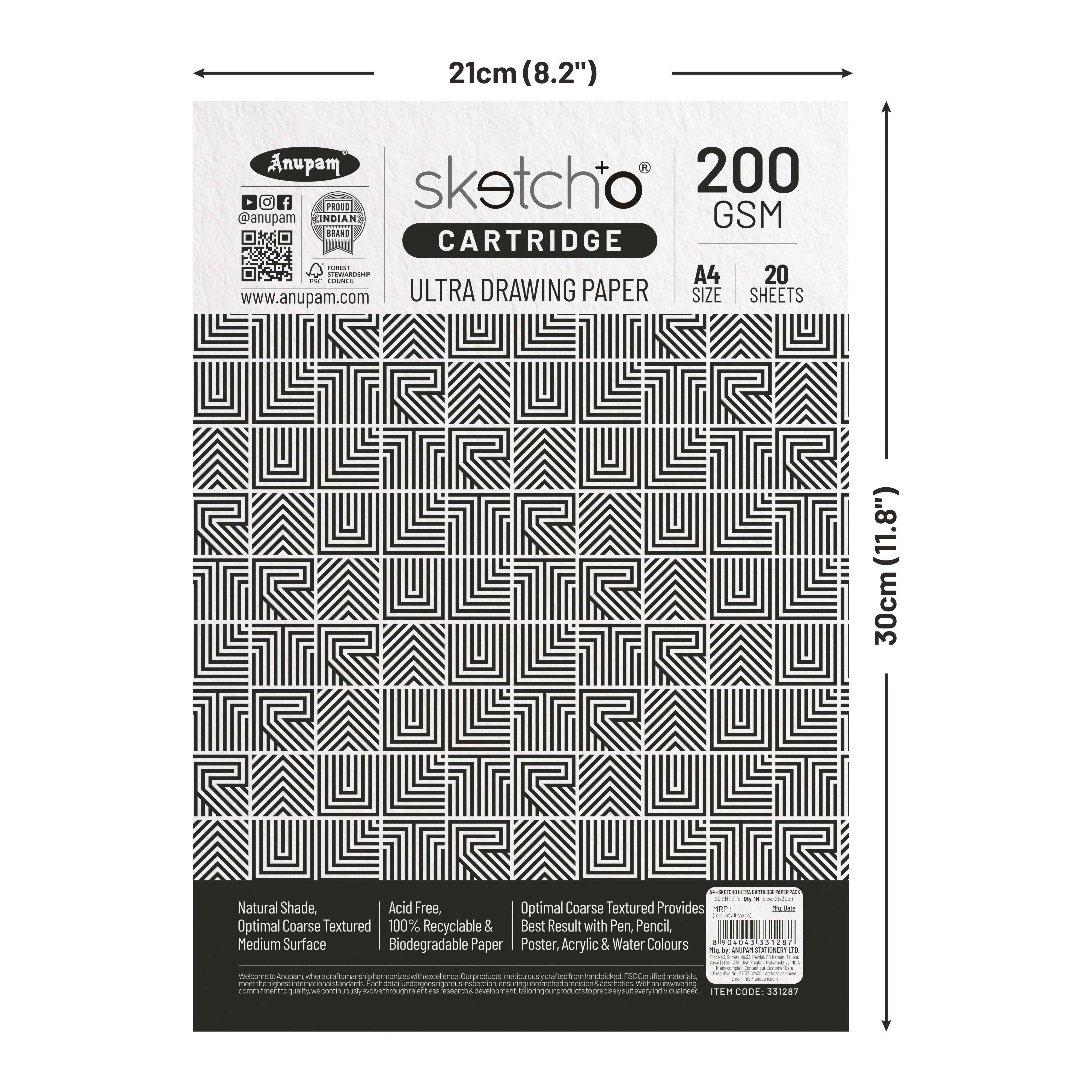 Anupam Sketch-O Ultra Drawing Cartridge Paper Pack - 200 GSM (Pack of 2) - Image 4