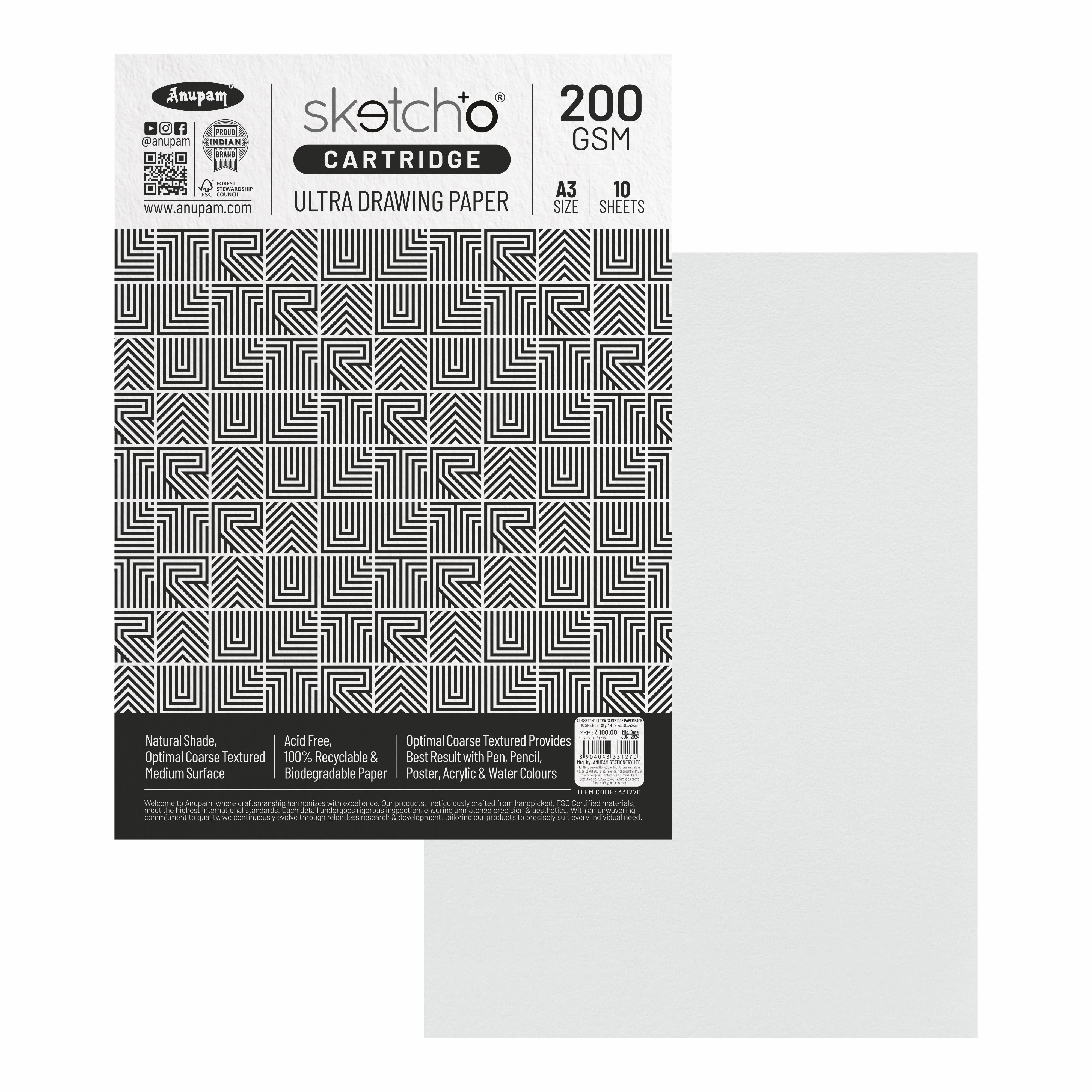 Anupam Sketch-O Ultra Drawing Cartridge Paper Pack - 200 GSM (Pack of 2) - Image 5