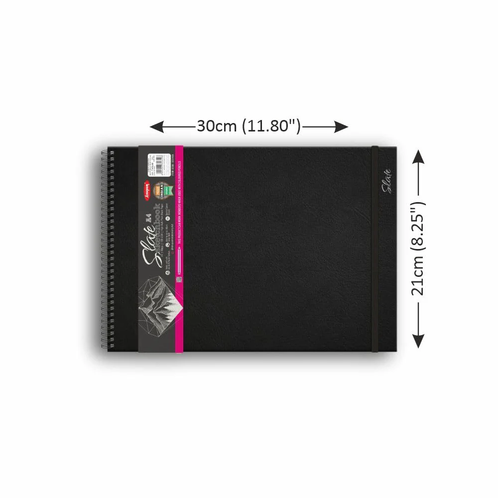Anupam SketchO Slate Black Paper Sketchbook Wireo Bound-Elastic Closure -180 GSM-Acid Free-80 Pages - Image 4