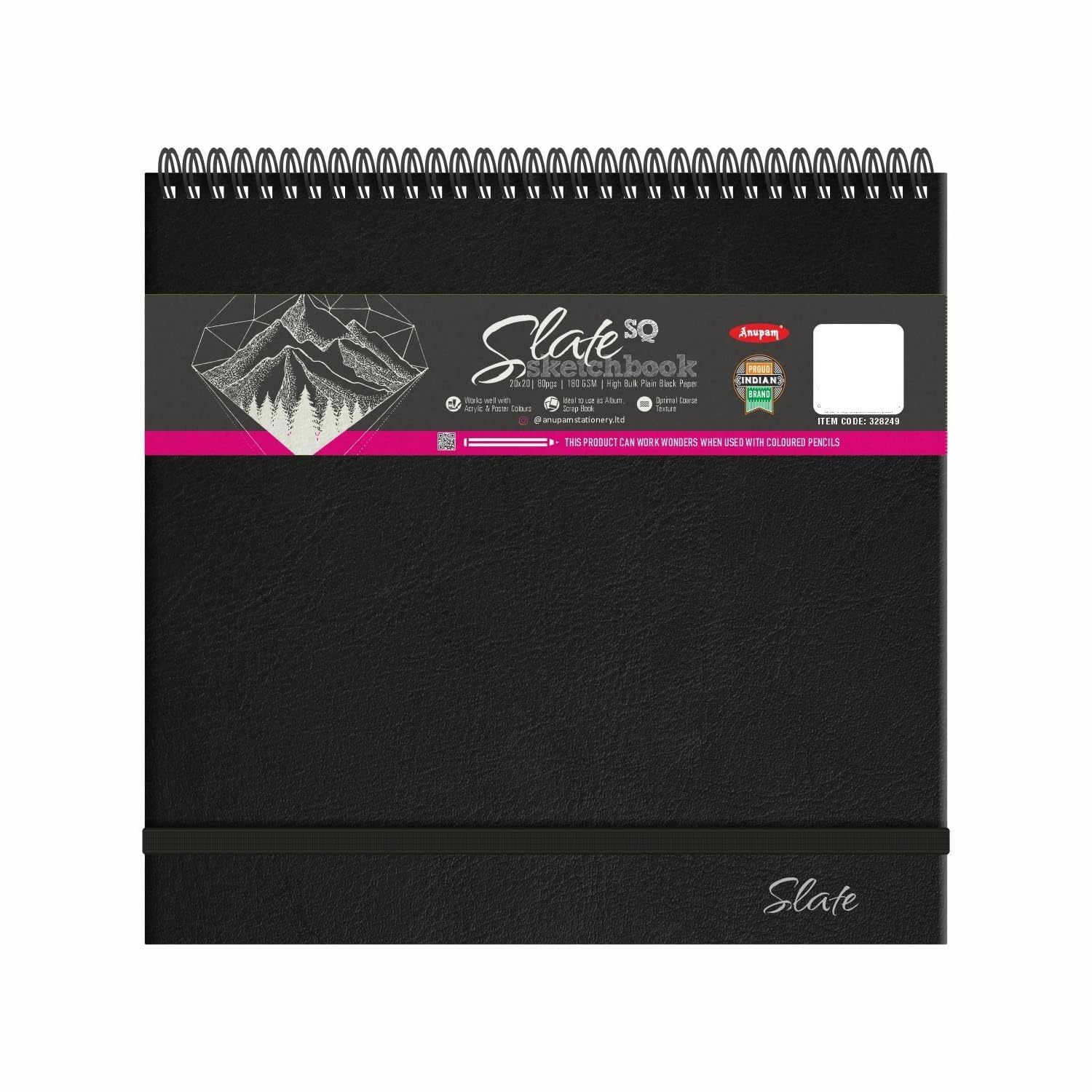 Anupam SketchO Slate Black Paper Sketchbook Wireo Bound-Elastic Closure -180 GSM-Acid Free-80 Pages - Image 8
