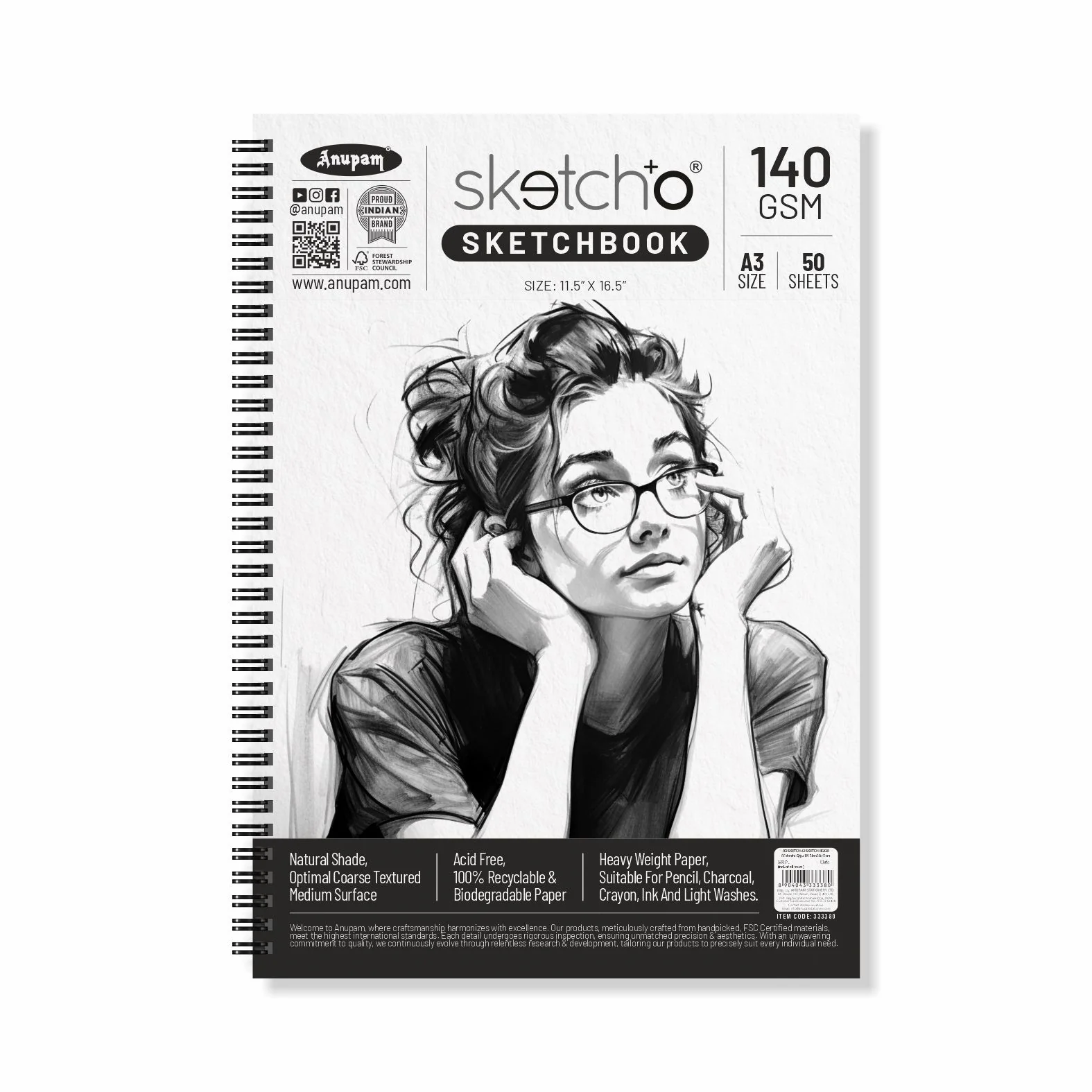 Anupam Sketch-O Sketching and Drawing Sketchbook-Soft Bound-Cartridge Paper-140GSM-Wireo Book - Image 13
