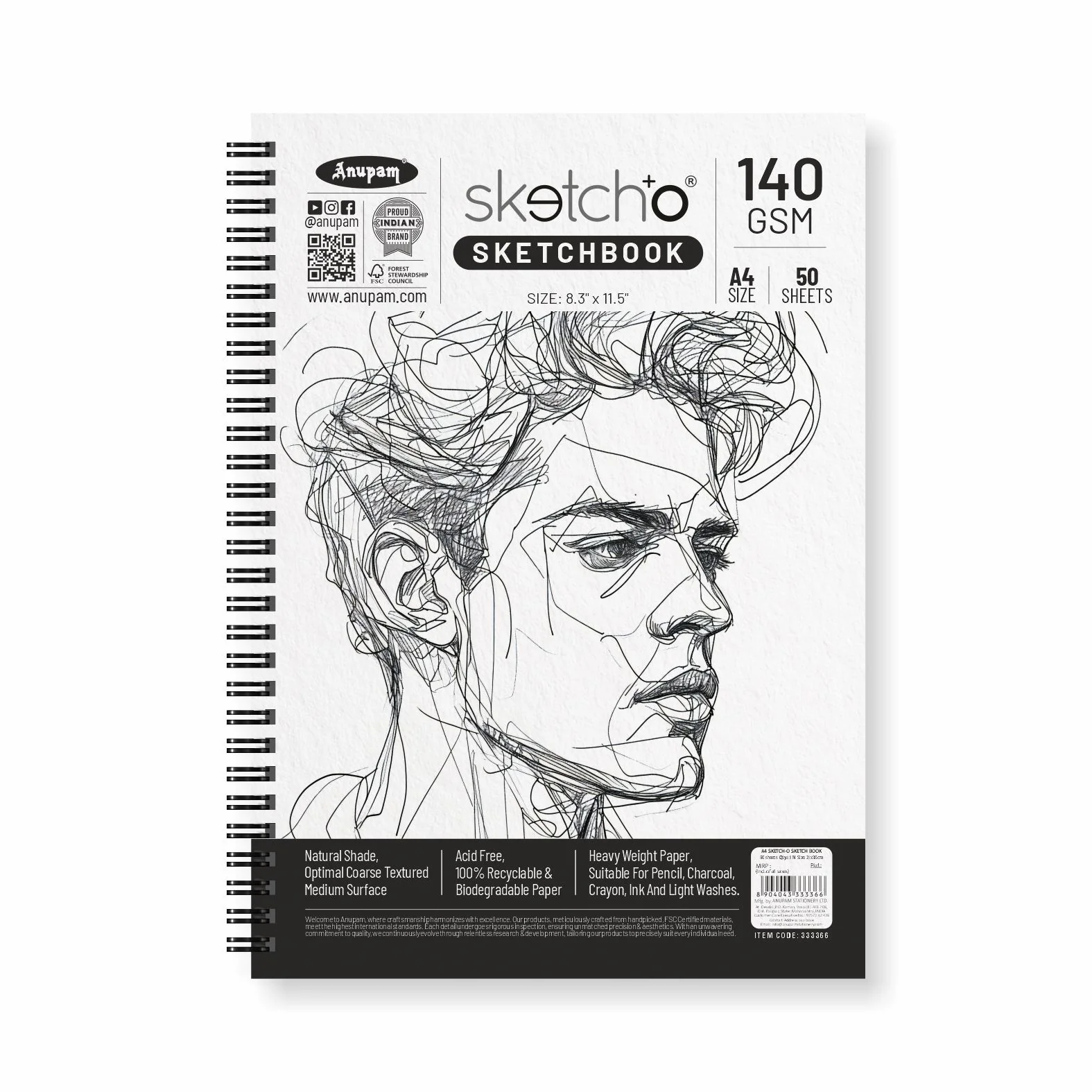 Anupam Sketch-O Sketching and Drawing Sketchbook-Soft Bound-Cartridge Paper-140GSM-Wireo Book - Image 14