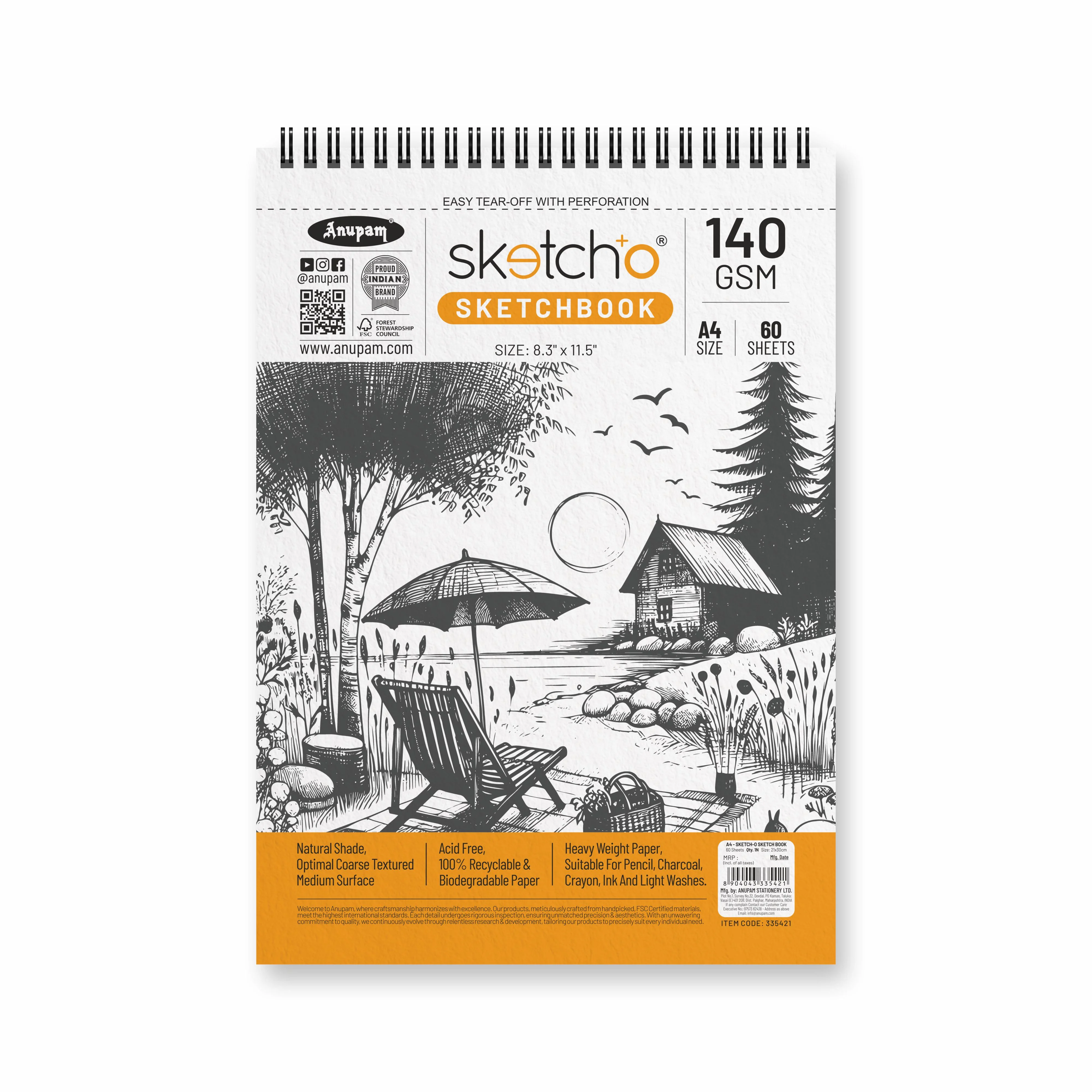 Anupam Sketch-O Sketching and Drawing Sketchbook-Soft Bound-Cartridge Paper-140GSM-Wireo Book - Image 21