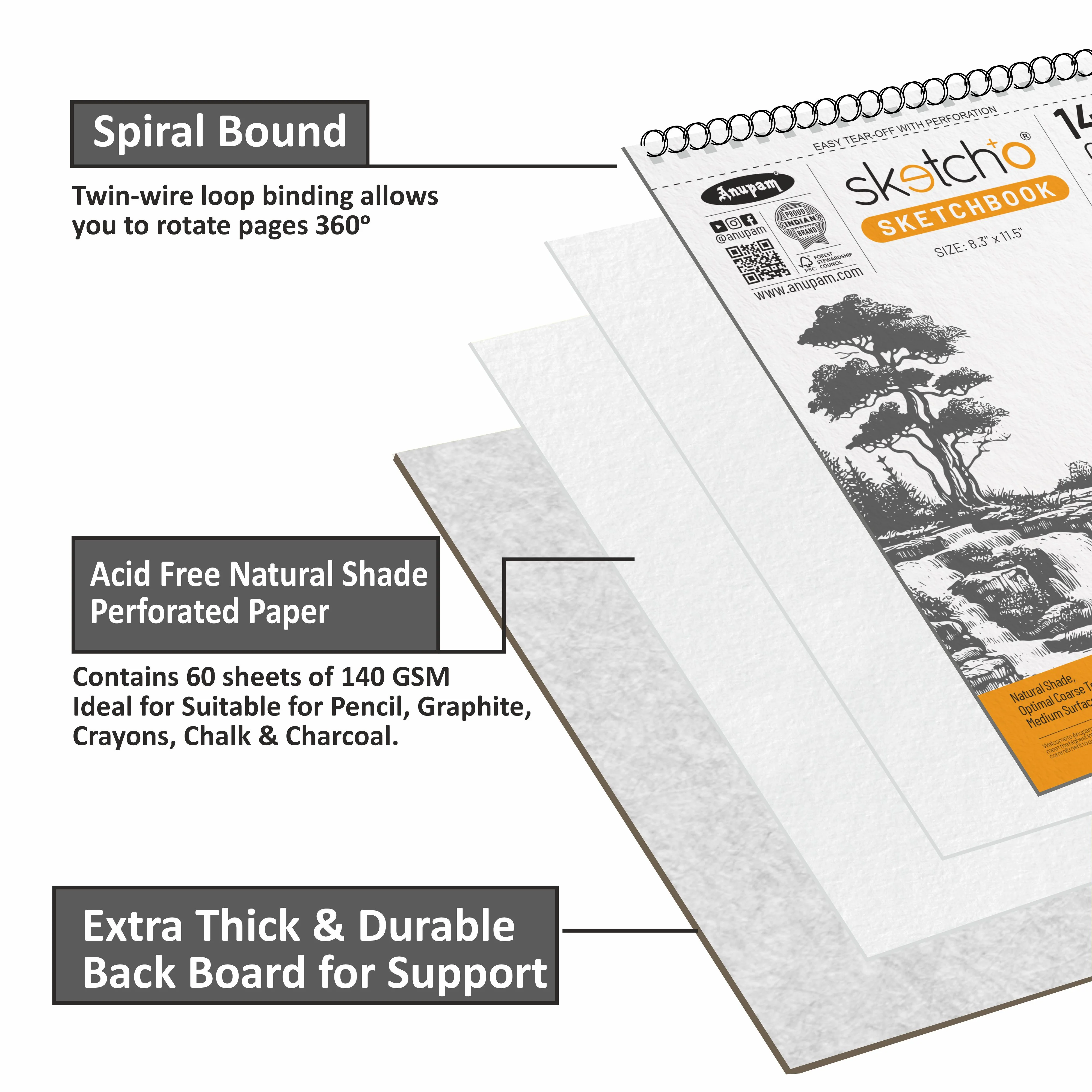 Anupam Sketch-O Sketching and Drawing Sketchbook-Soft Bound-Cartridge Paper-140GSM-Wireo Book - Image 24