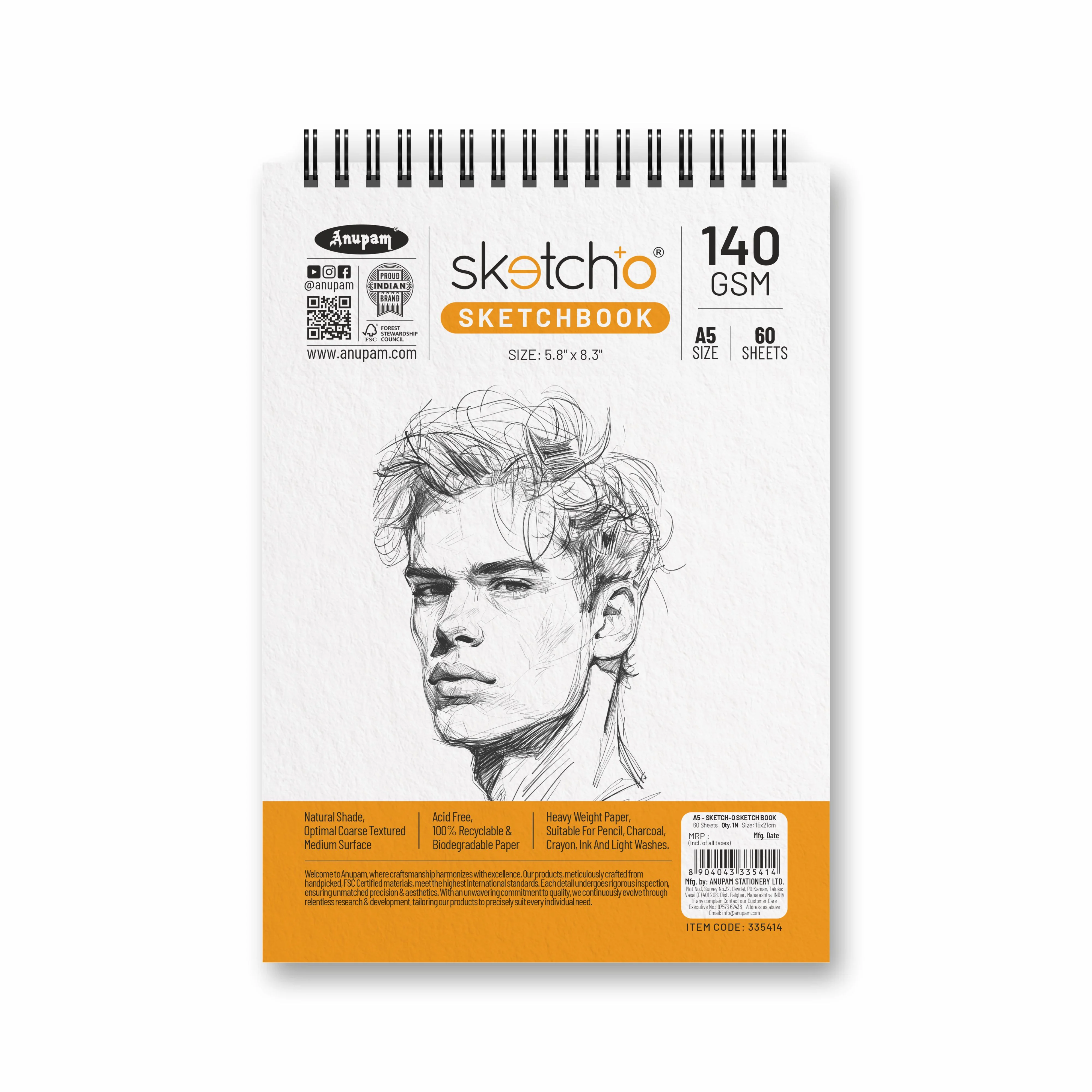 Anupam Sketch-O Sketching and Drawing Sketchbook-Soft Bound-Cartridge Paper-140GSM-Wireo Book - Image 32