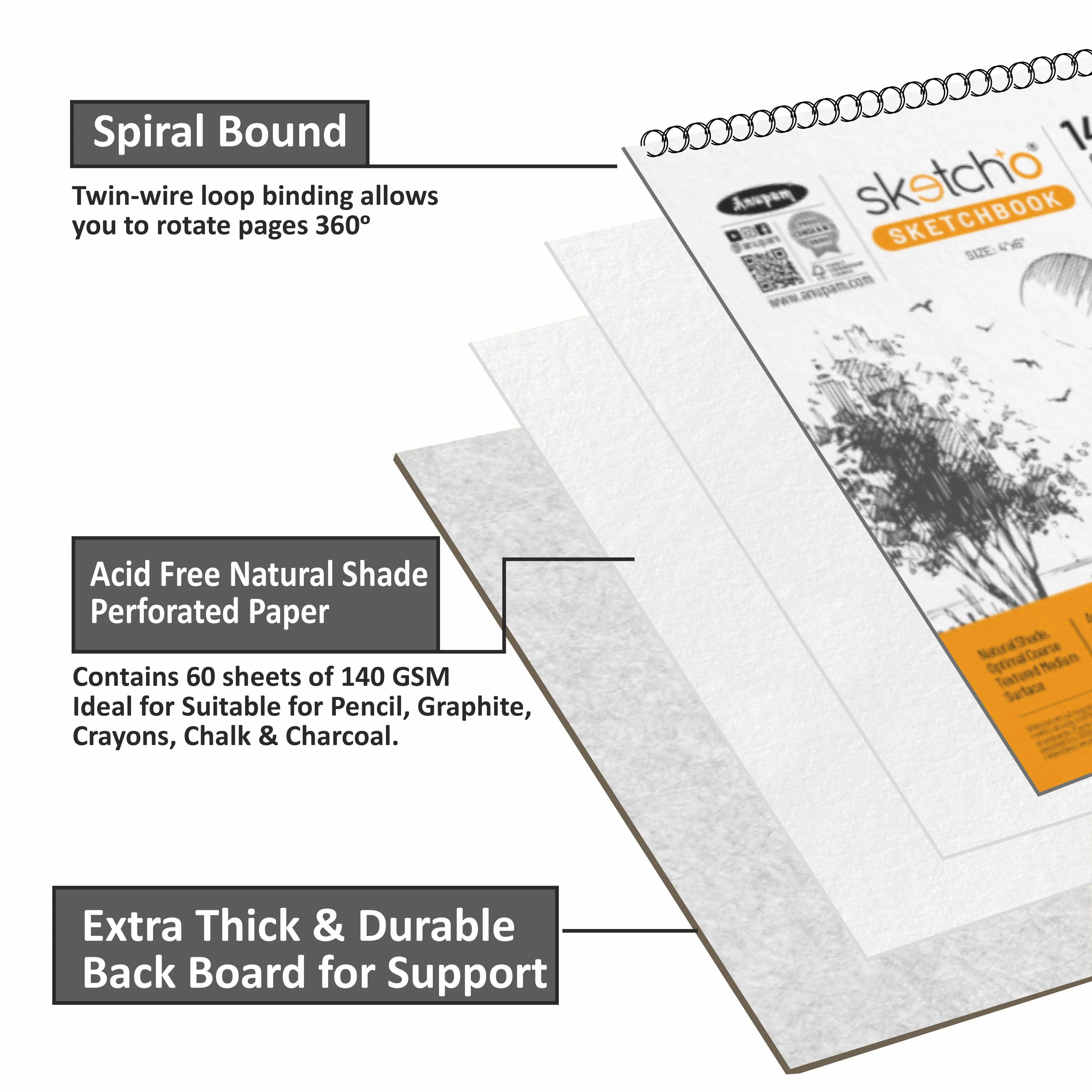 Anupam Sketch-O Sketching and Drawing Sketchbook-Soft Bound-Cartridge Paper-140GSM-Wireo Book - Image 34