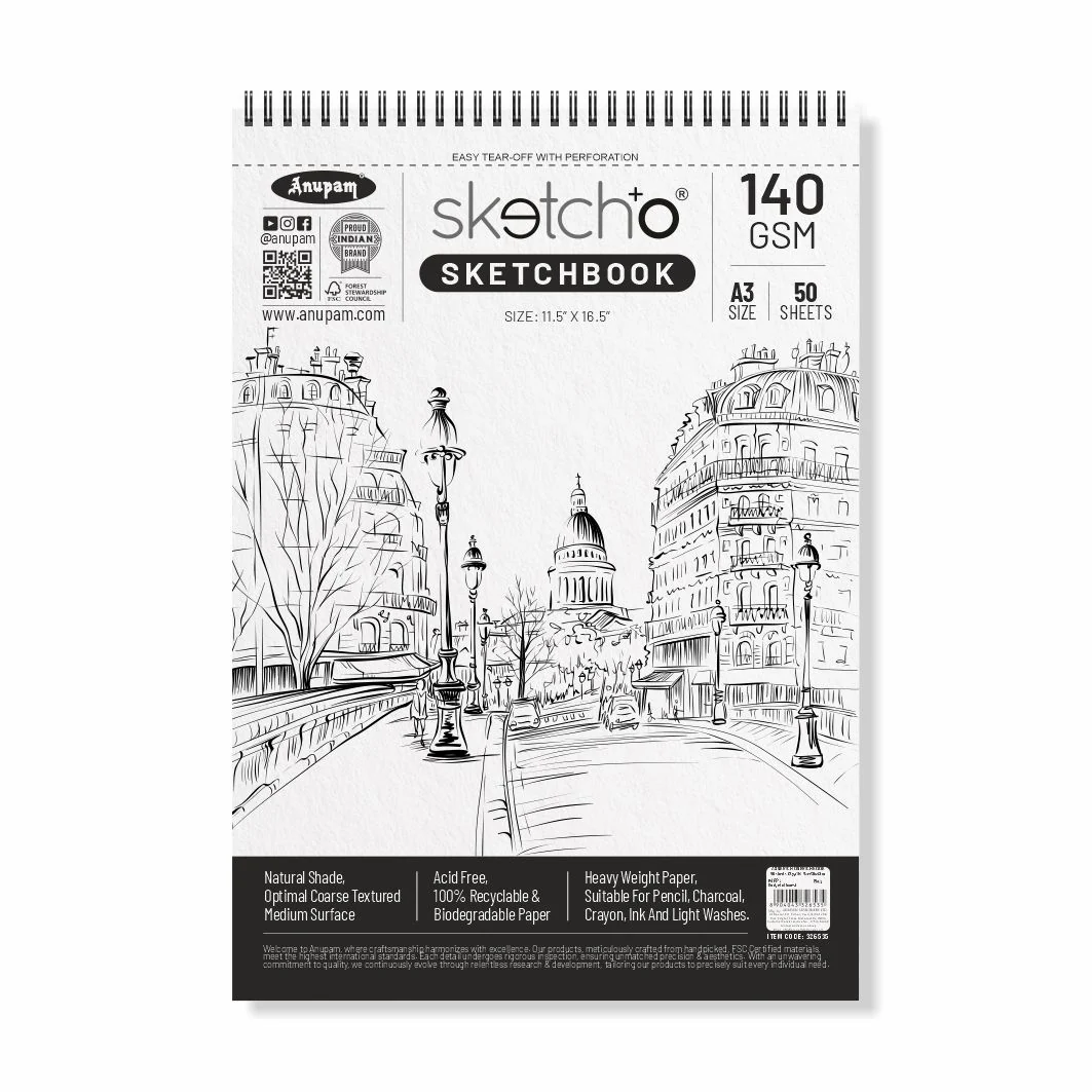 Anupam Sketch-O Sketching and Drawing Sketchbook-Soft Bound-Cartridge Paper-140GSM-Wireo Book - Image 7