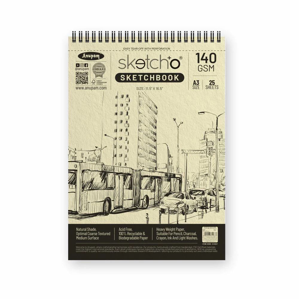 Anupam Sketch-O Sketching and Drawing Sketchbook-Soft Bound-Cartridge Paper-140GSM-Wireo Book - Image 8