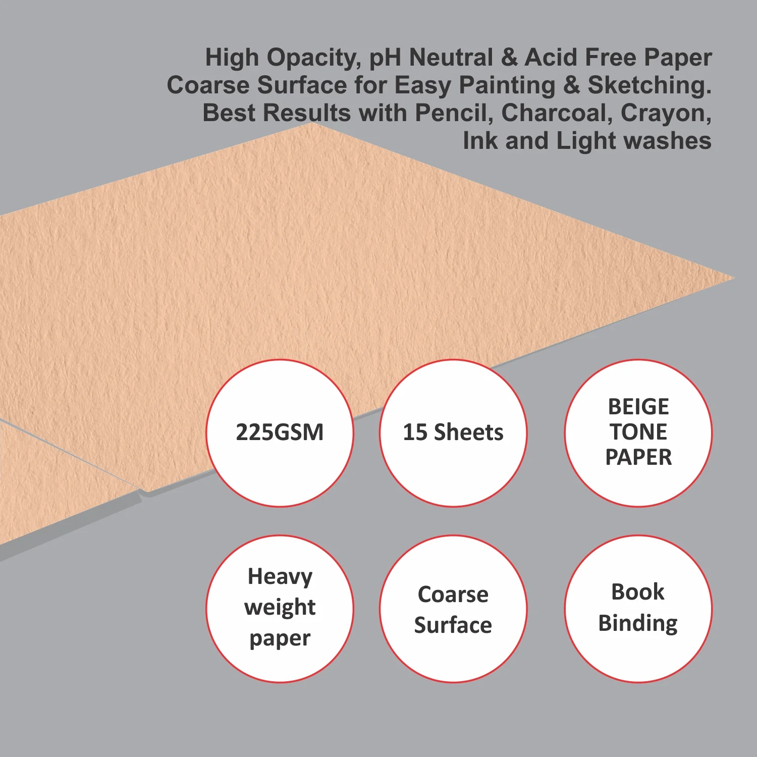 Anupam Skin Toned (Beige) Watercolour Paper-Cold Pressed -Glued Pad - 225GSM - 15Sheets - Image 6