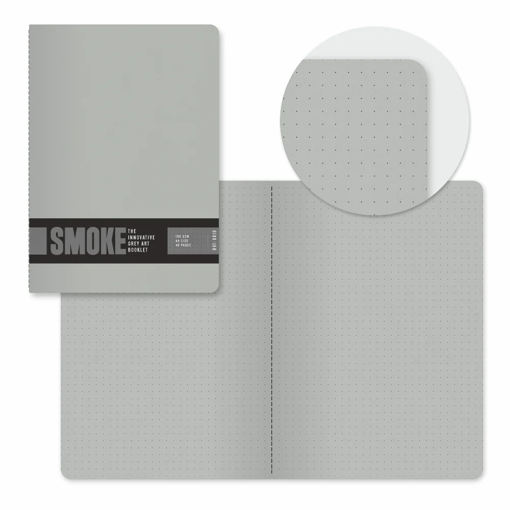 Anupam Smoke Booklet Dot Grid-Grey Toned Paper-Sketchbook-Soft Cover Book-150 GSM - Image 3