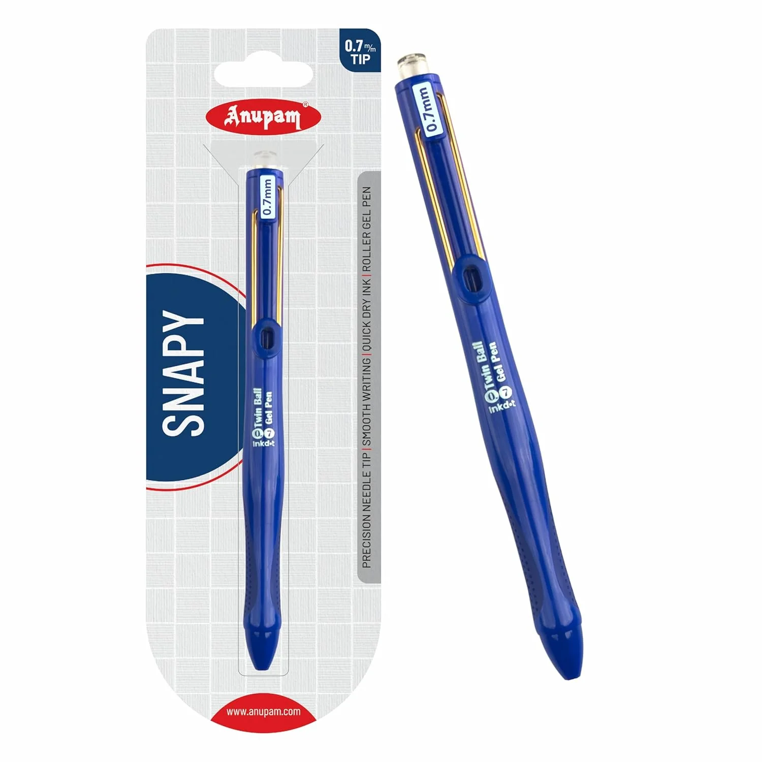 Anupam Snapy Blue Gel Pens, Waterproof Quick Dry Blue Ink, 0.7mm Fine Point Retractable Smooth Writing Pens - Image 5