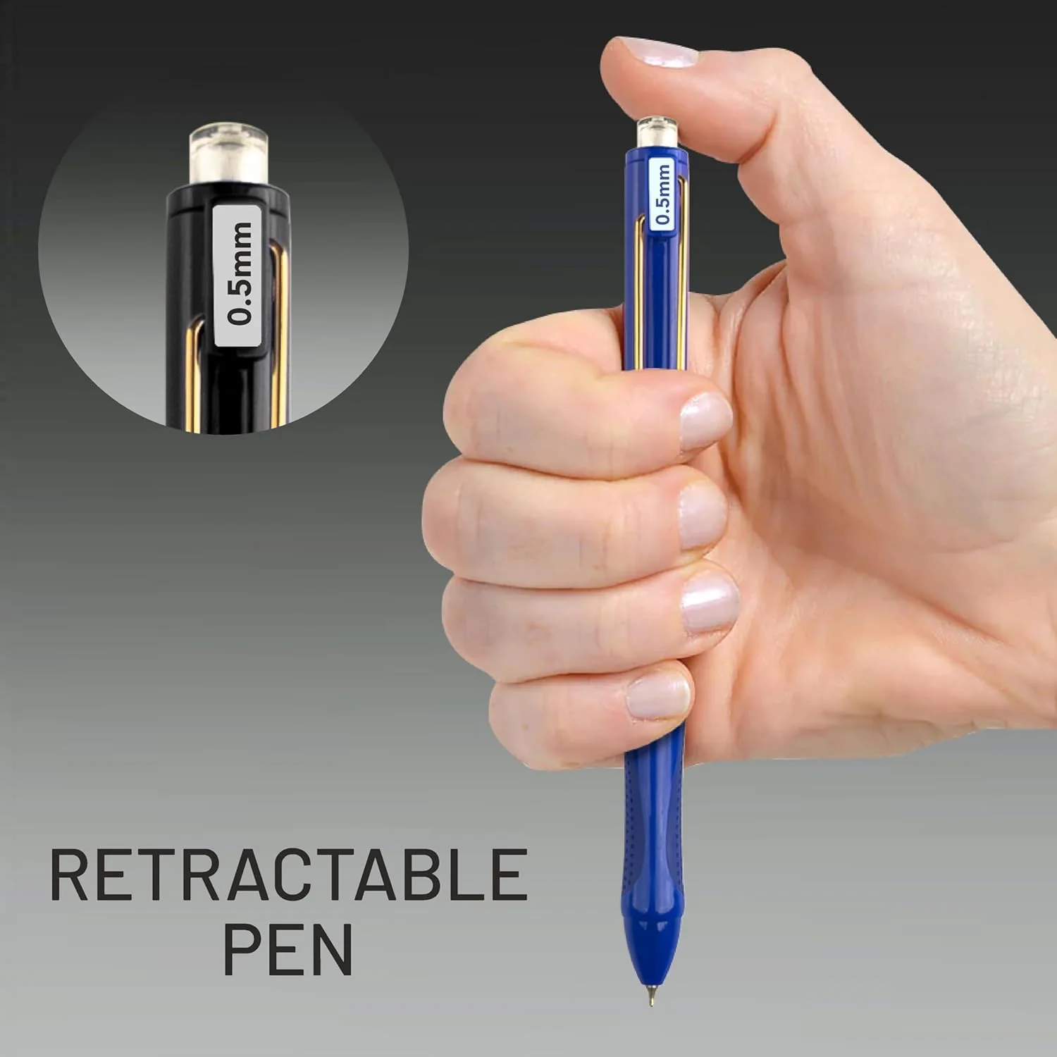 Anupam Snapy Blue Gel Pens, Waterproof Quick Dry BlueInk, 0.5mm Fine Point Retractable Smooth Writing Pens for Journaling, Writing Gel Pen - Image 5
