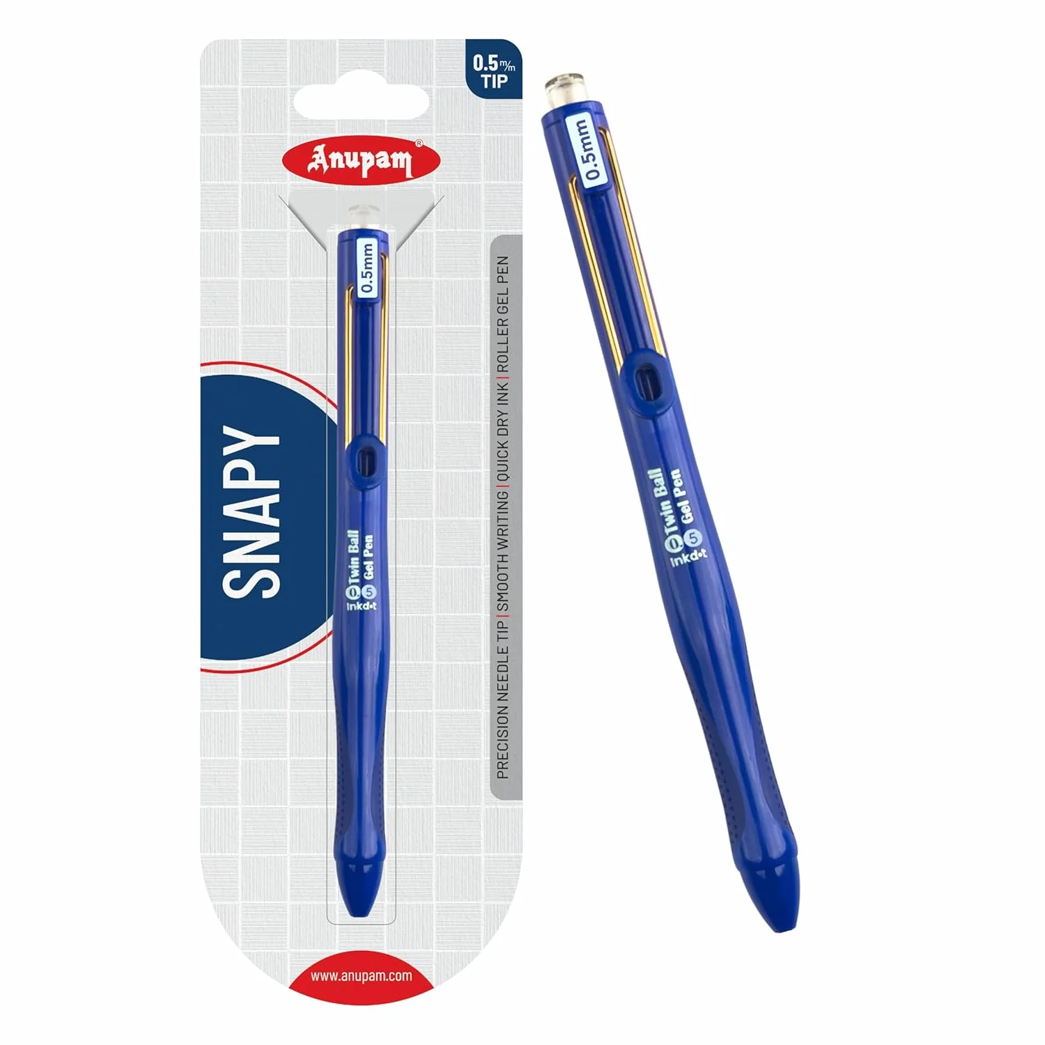 Anupam Snapy Blue Gel Pens, Waterproof Quick Dry BlueInk, 0.5mm Fine Point Retractable Smooth Writing Pens for Journaling, Writing Gel Pen - Image 7