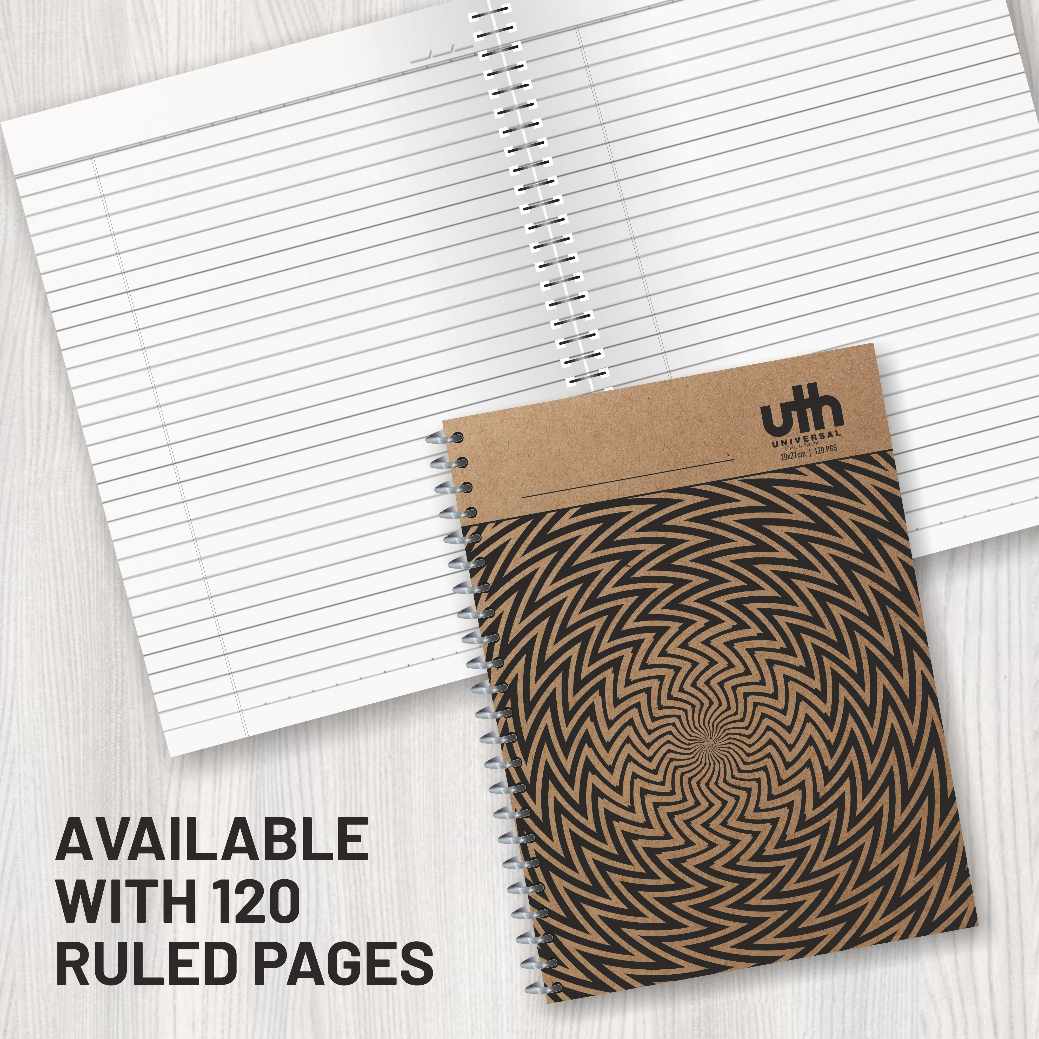 Anupam UTH Kraft Notebook-College Ruled/Plain Spiral Subject Notebook for School-Office, Writing Journal 22x27cm - 120 Pages - 70 GSM (Pack of 2) - Image 3