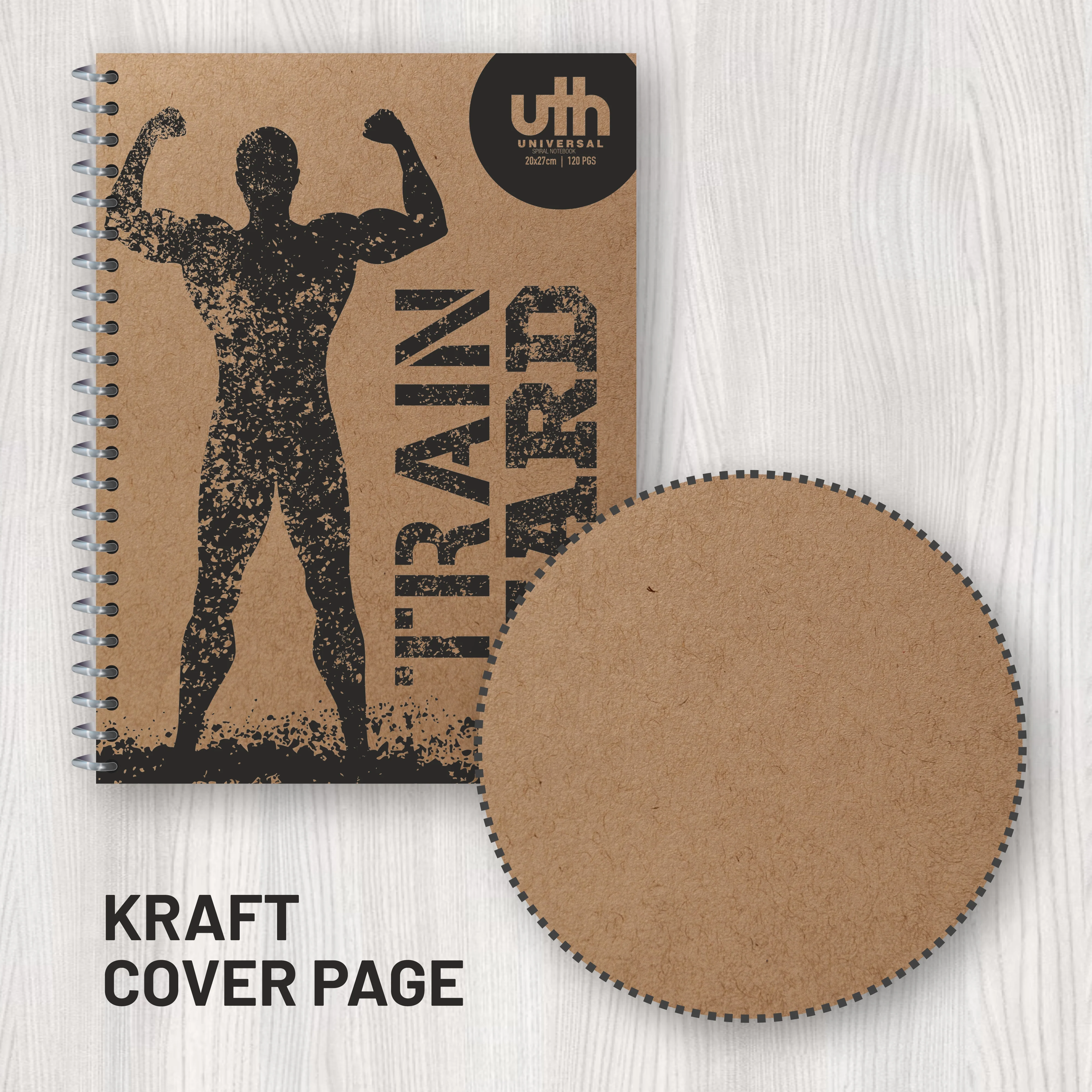 Anupam UTH Kraft Notebook-College Ruled/Plain Spiral Subject Notebook for School-Office, Writing Journal 22x27cm - 120 Pages - 70 GSM (Pack of 2) - Image 4