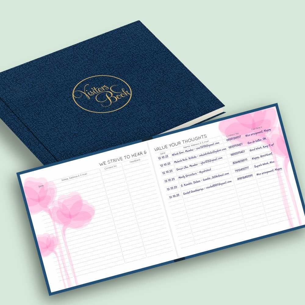 Anupam Visitors Register Book-Hard Bound-3D Acrylic Coated Cover Material-Landscape-Medium Size 22x25cm-80 GSM-192 Pages for Reception-Business - Image 6