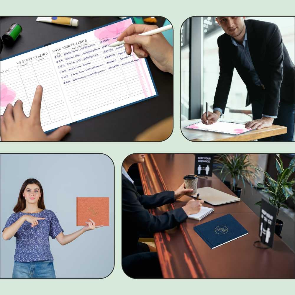 Anupam Visitors Register Book-Hard Bound-3D Acrylic Coated Cover Material-Landscape-Medium Size 22x25cm-80 GSM-192 Pages for Reception-Business - Image 8