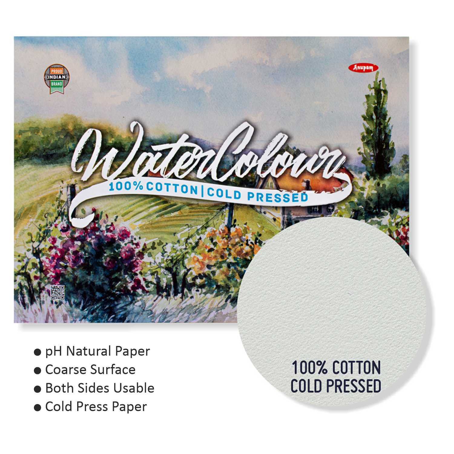 Anupam 100% Cotton Water Colour Paper Pad-Acid Free - Cold Pressed - 250 GSM - 15 Sheets - Image 6