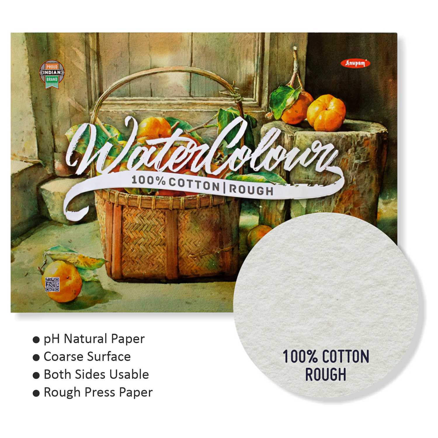 Anupam 100% Cotton Water Colour Paper Pad-Acid Free-Rough Pressed - 250 GSM - 15 Sheets - Image 4