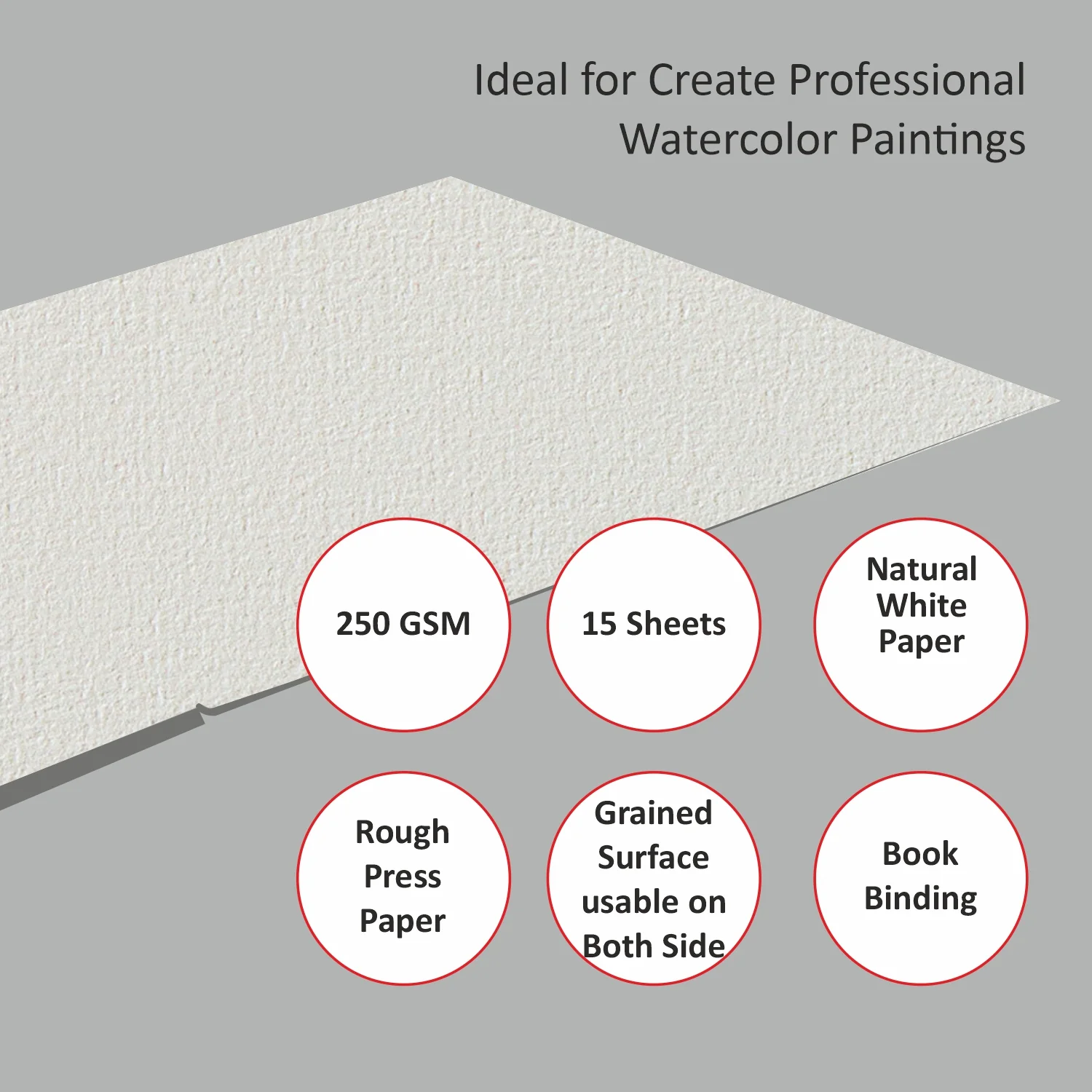 Anupam 100% Cotton Water Colour Paper Pad-Acid Free-Rough Pressed - 250 GSM - 15 Sheets - Image 6