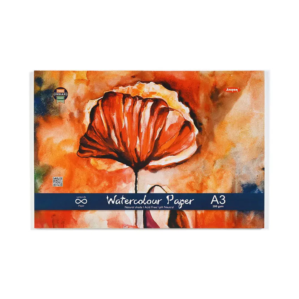 Anupam Watercolour Paper Pad / Book-Cold Pressed-Natural White(200 GSM & 300 GSM) - Image 3