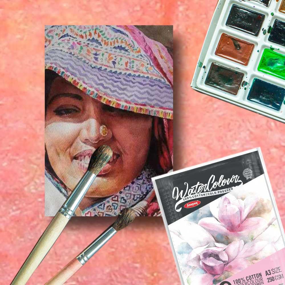 Anupam 100% Cotton Watercolour Paper-Acid Free-Coarse Surface-Cold Pressed-250 GSM-Loose Sheets - Image 8