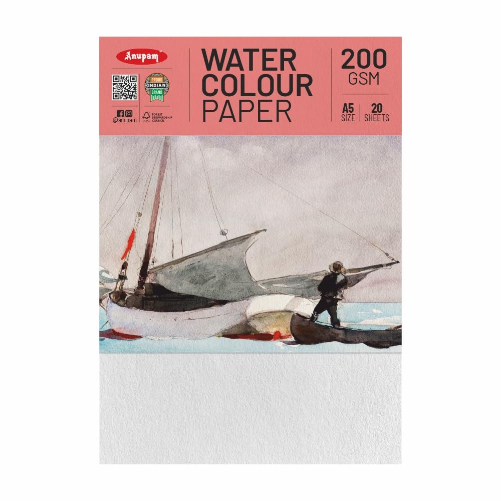 Anupam Watercolour Paper Loose Sheets-Natural white-Grained Surface-Cold Pressed-(200 and 300 GSM) - Image 11