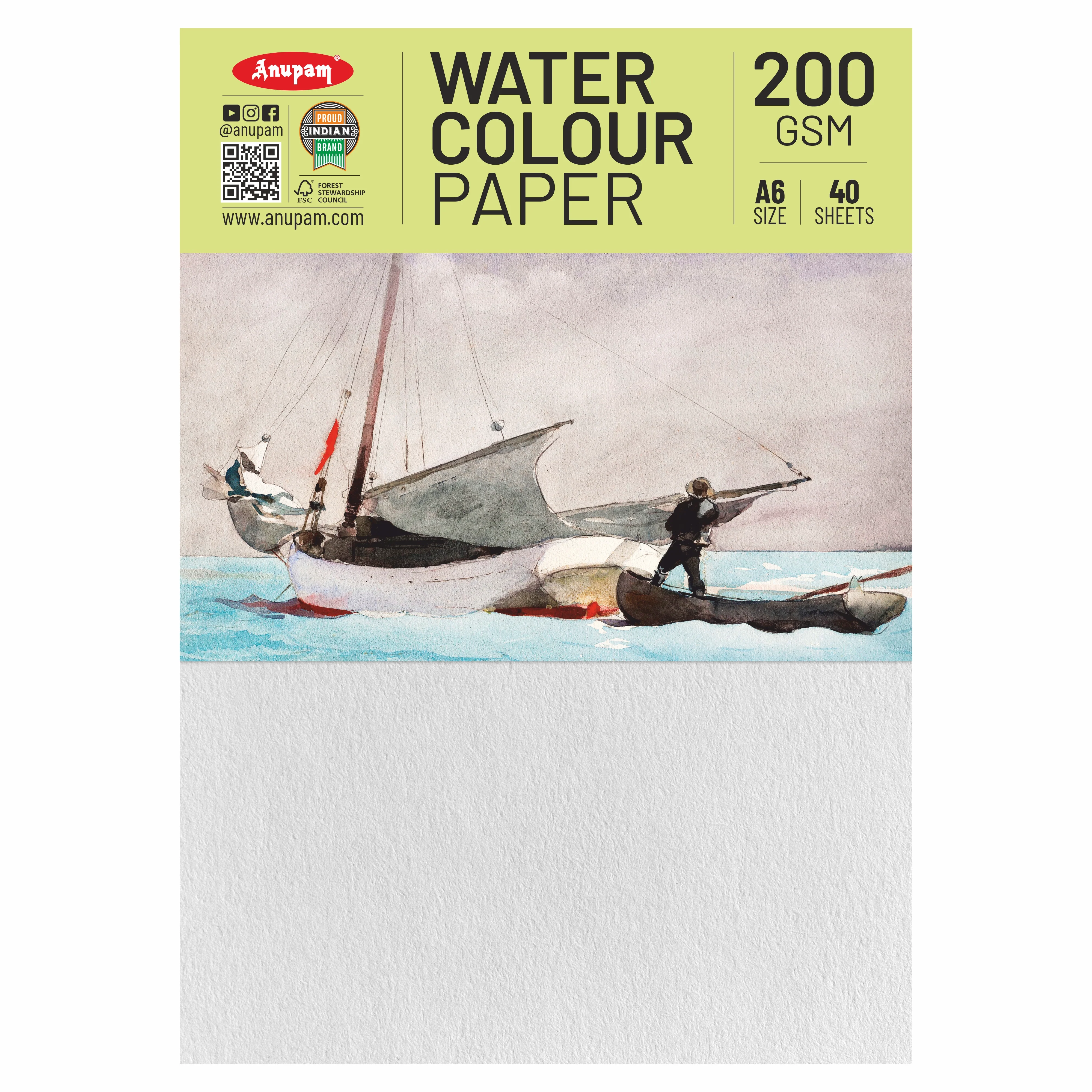 Anupam Watercolour Paper Loose Sheets-Natural white-Grained Surface-Cold Pressed-(200 and 300 GSM) - Image 14