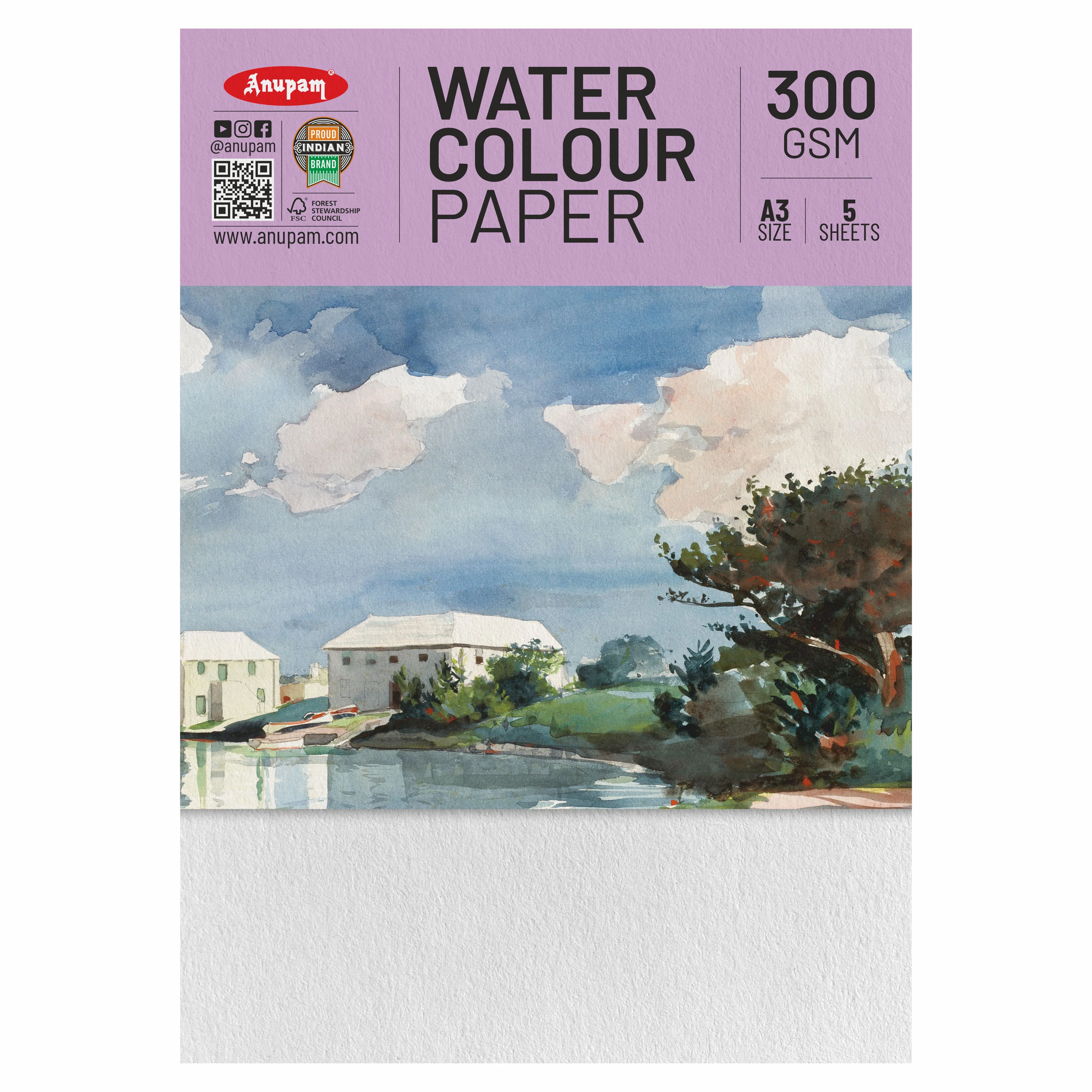 Anupam Watercolour Paper Loose Sheets-Natural white-Grained Surface-Cold Pressed-(200 and 300 GSM) - Image 18