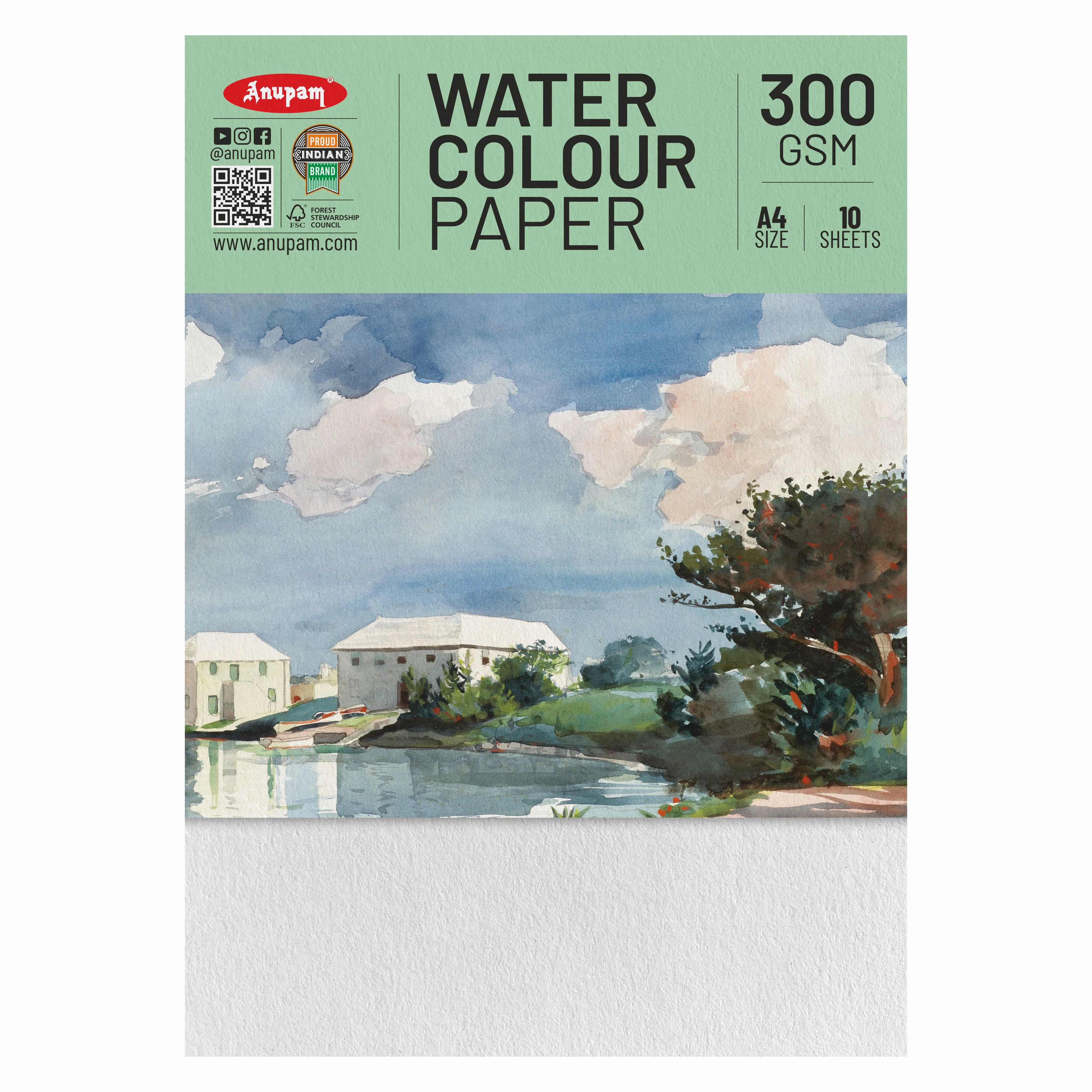 Anupam Watercolour Paper Loose Sheets-Natural white-Grained Surface-Cold Pressed-(200 and 300 GSM) - Image 26