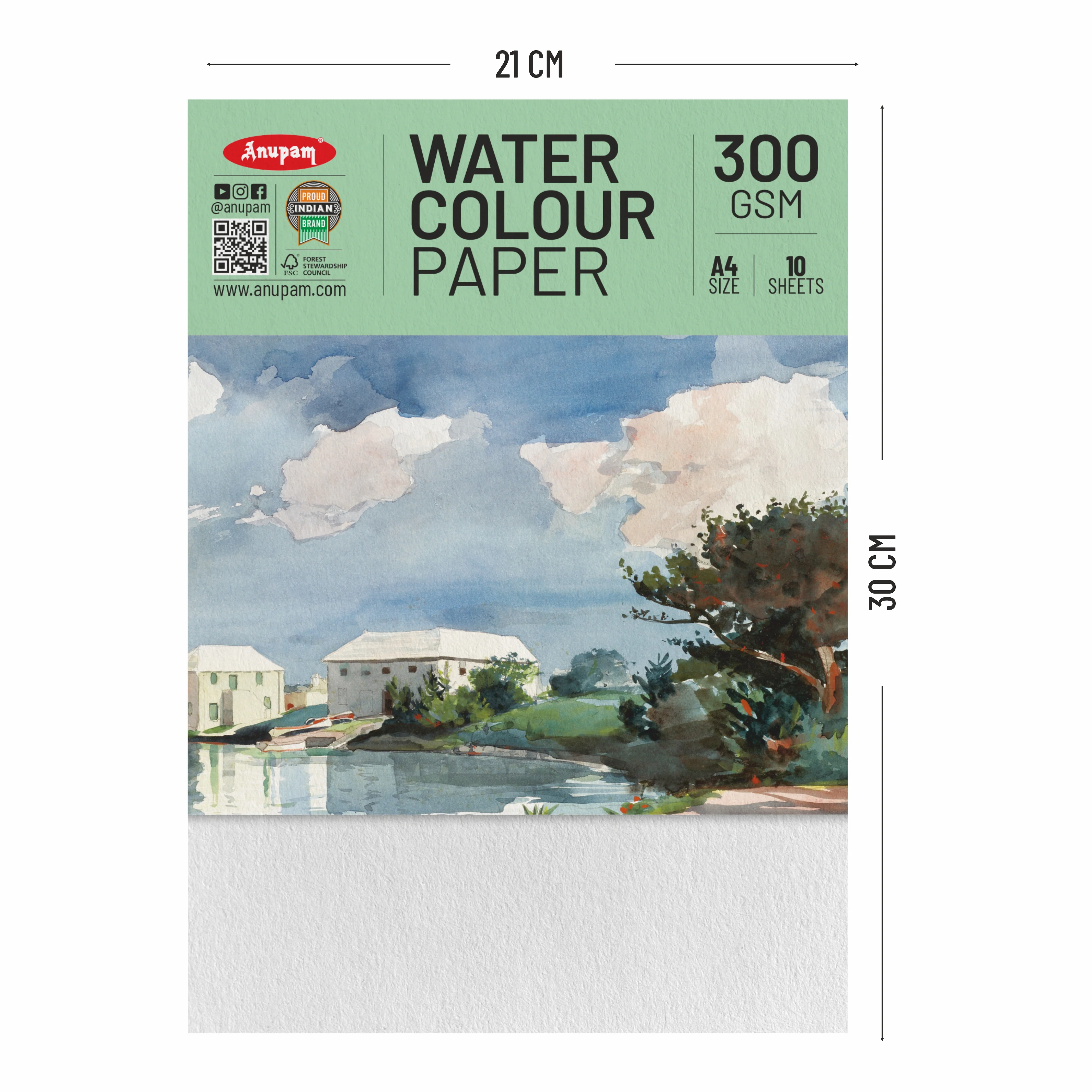 Anupam Watercolour Paper Loose Sheets-Natural white-Grained Surface-Cold Pressed-(200 and 300 GSM) - Image 27
