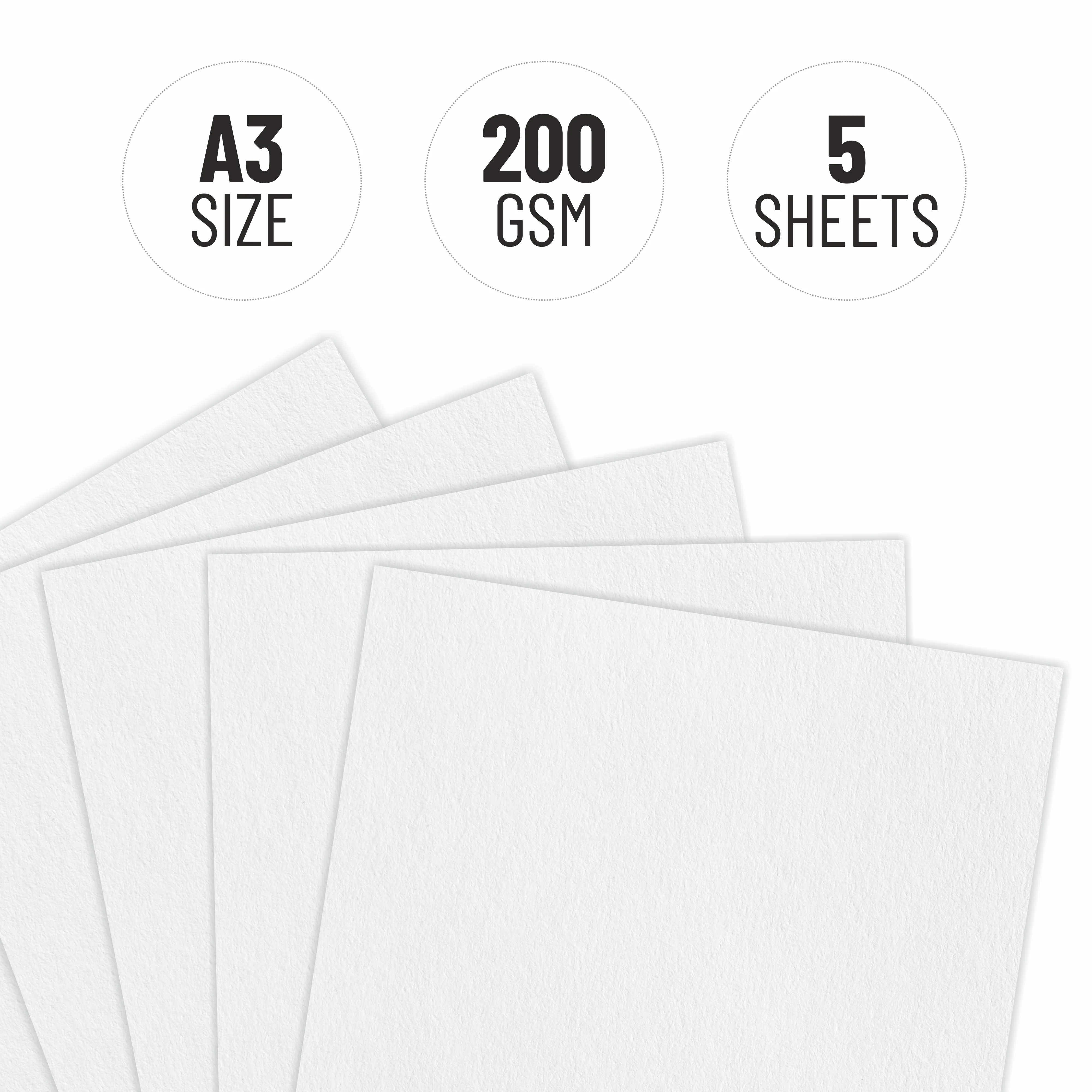 Anupam Watercolour Paper Loose Sheets-Natural white-Grained Surface-Cold Pressed-(200 and 300 GSM) - Image 3