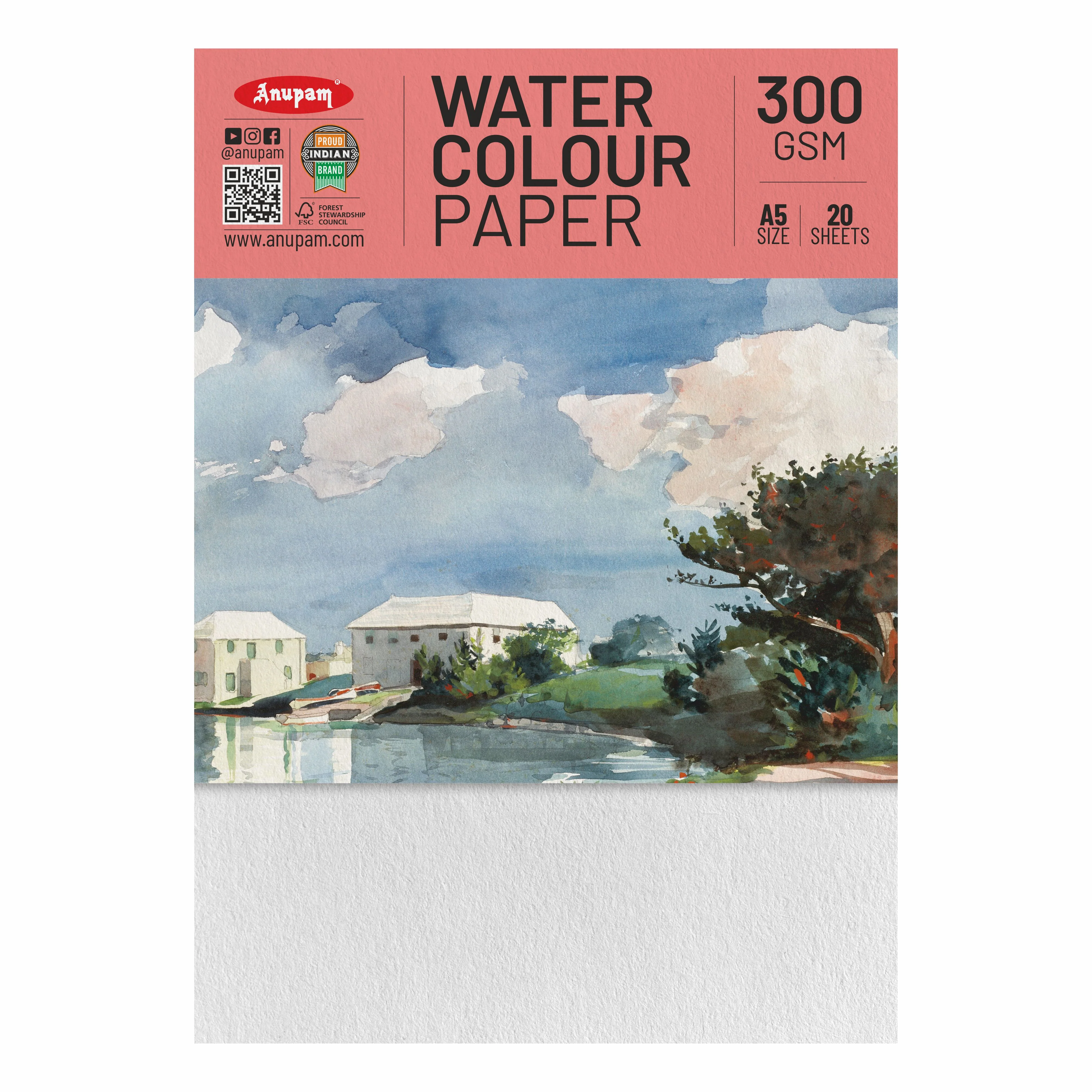 Anupam Watercolour Paper Loose Sheets-Natural white-Grained Surface-Cold Pressed-(200 and 300 GSM) - Image 34