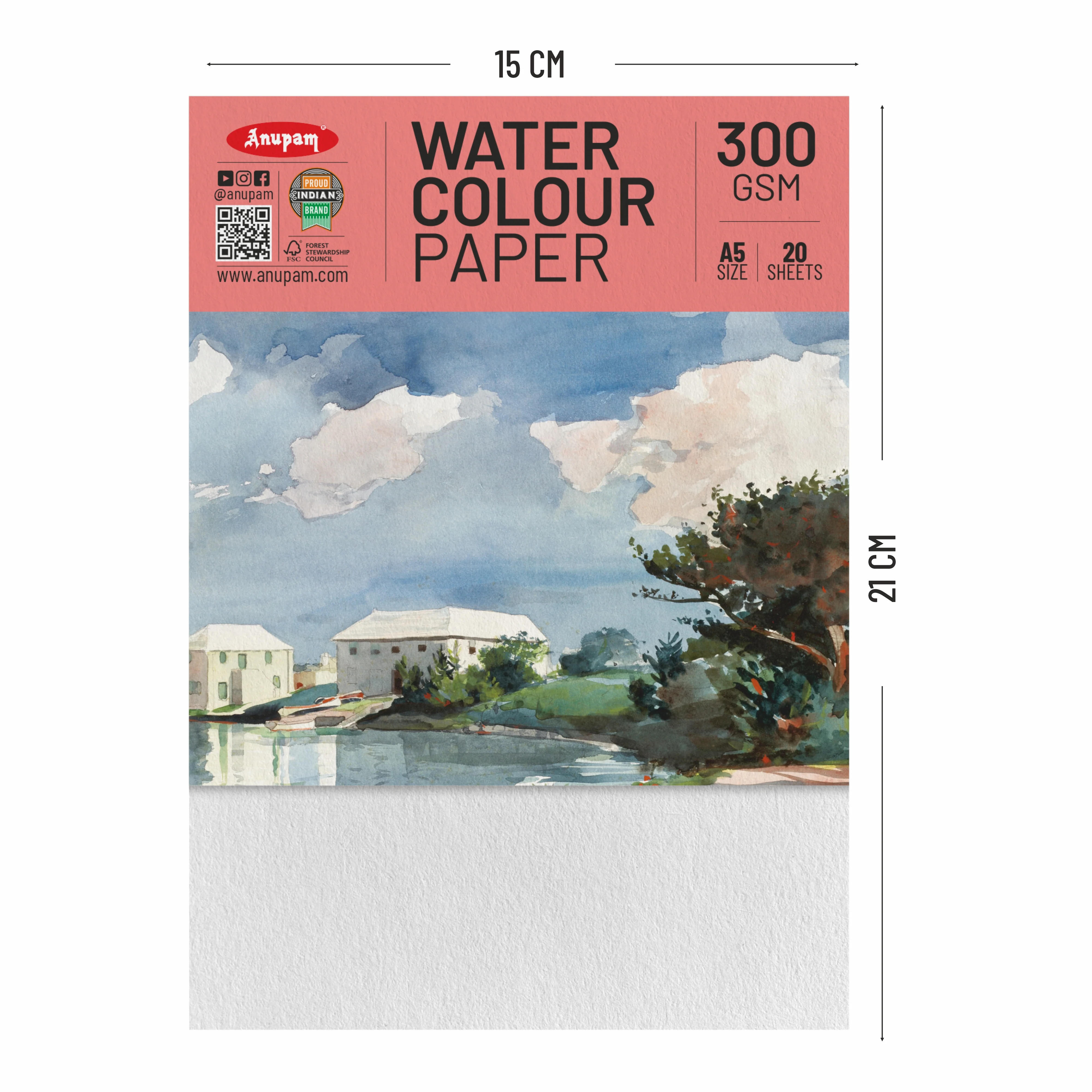 Anupam Watercolour Paper Loose Sheets-Natural white-Grained Surface-Cold Pressed-(200 and 300 GSM) - Image 35