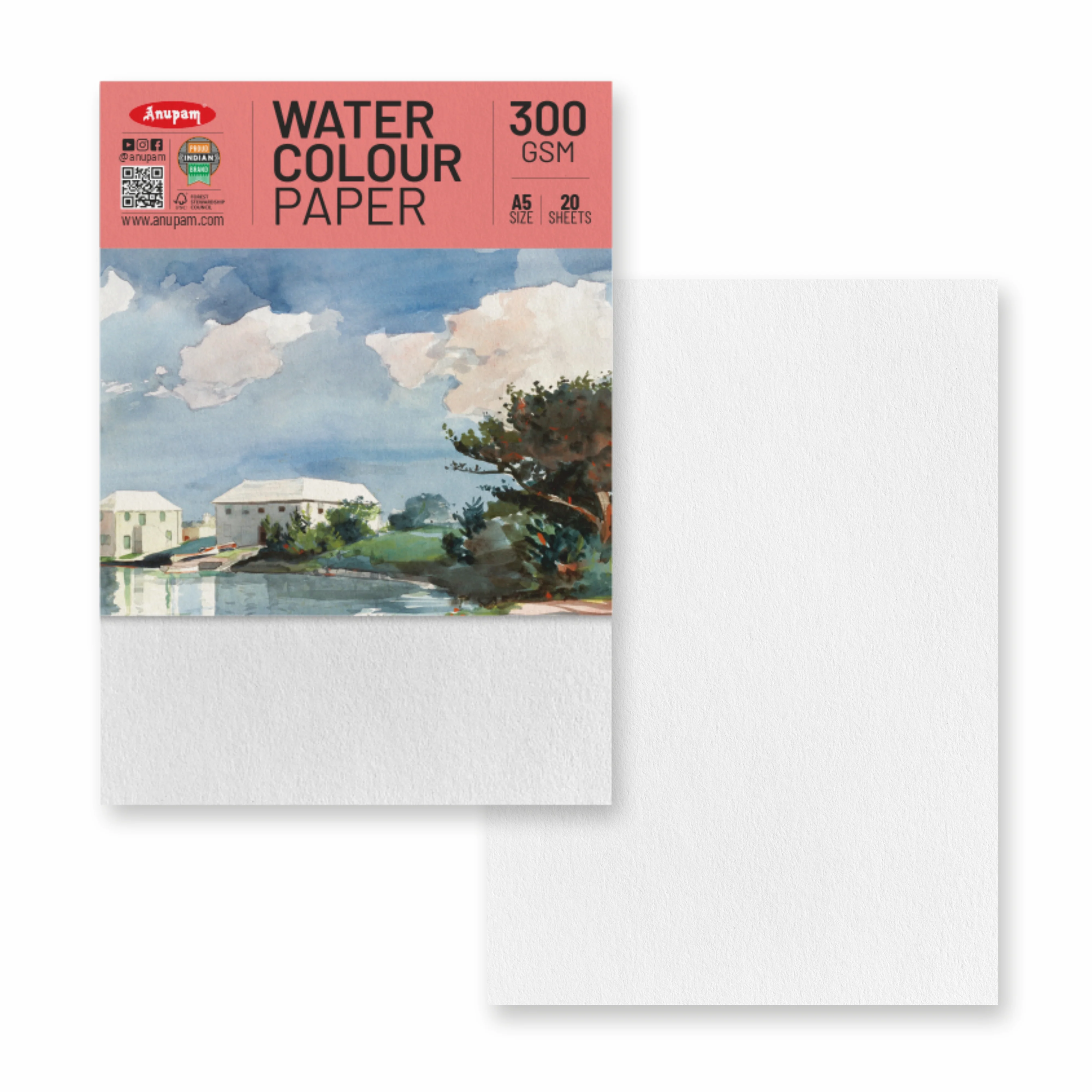 Anupam Watercolour Paper Loose Sheets-Natural white-Grained Surface-Cold Pressed-(200 and 300 GSM) - Image 40