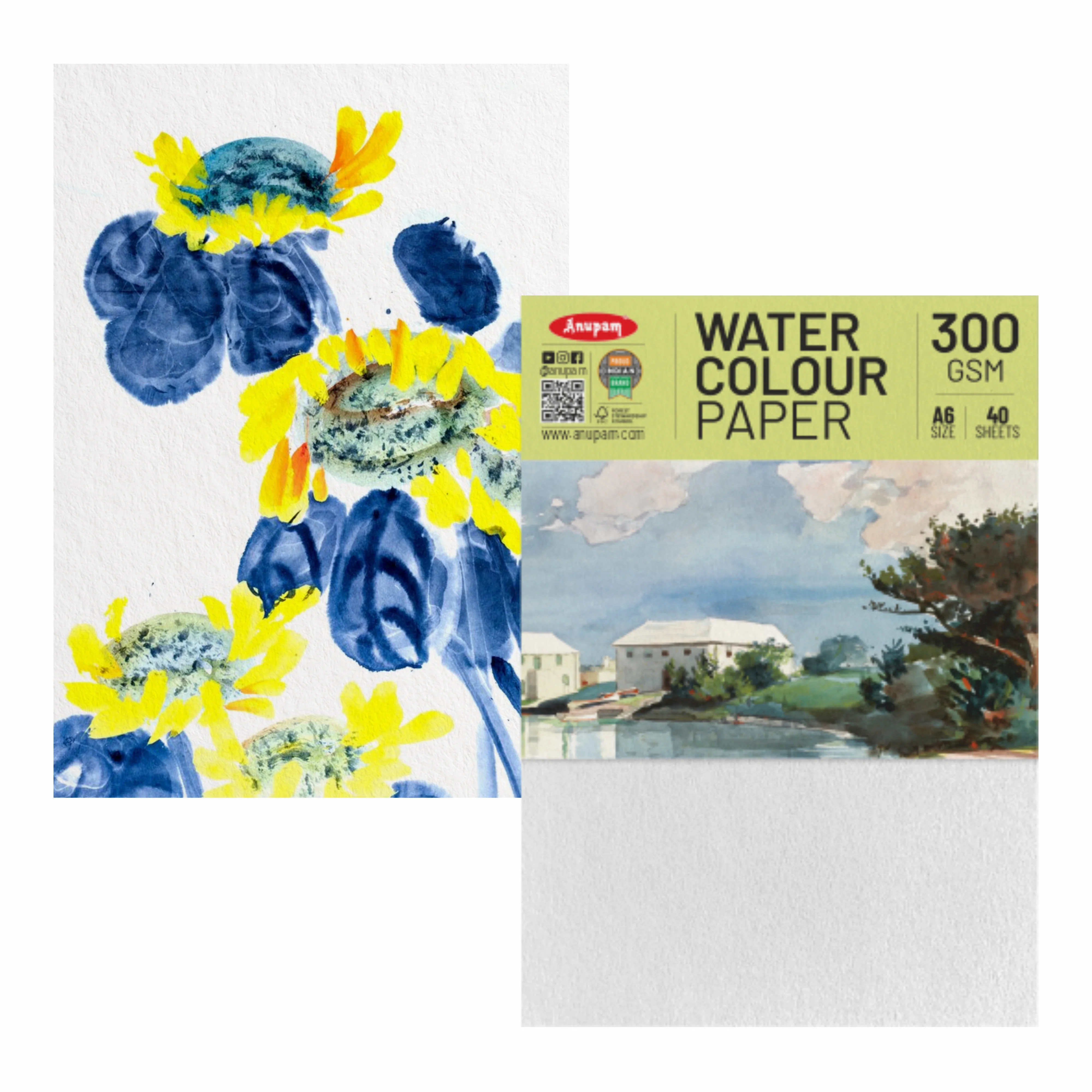 Anupam Watercolour Paper Loose Sheets-Natural white-Grained Surface-Cold Pressed-(200 and 300 GSM) - Image 48