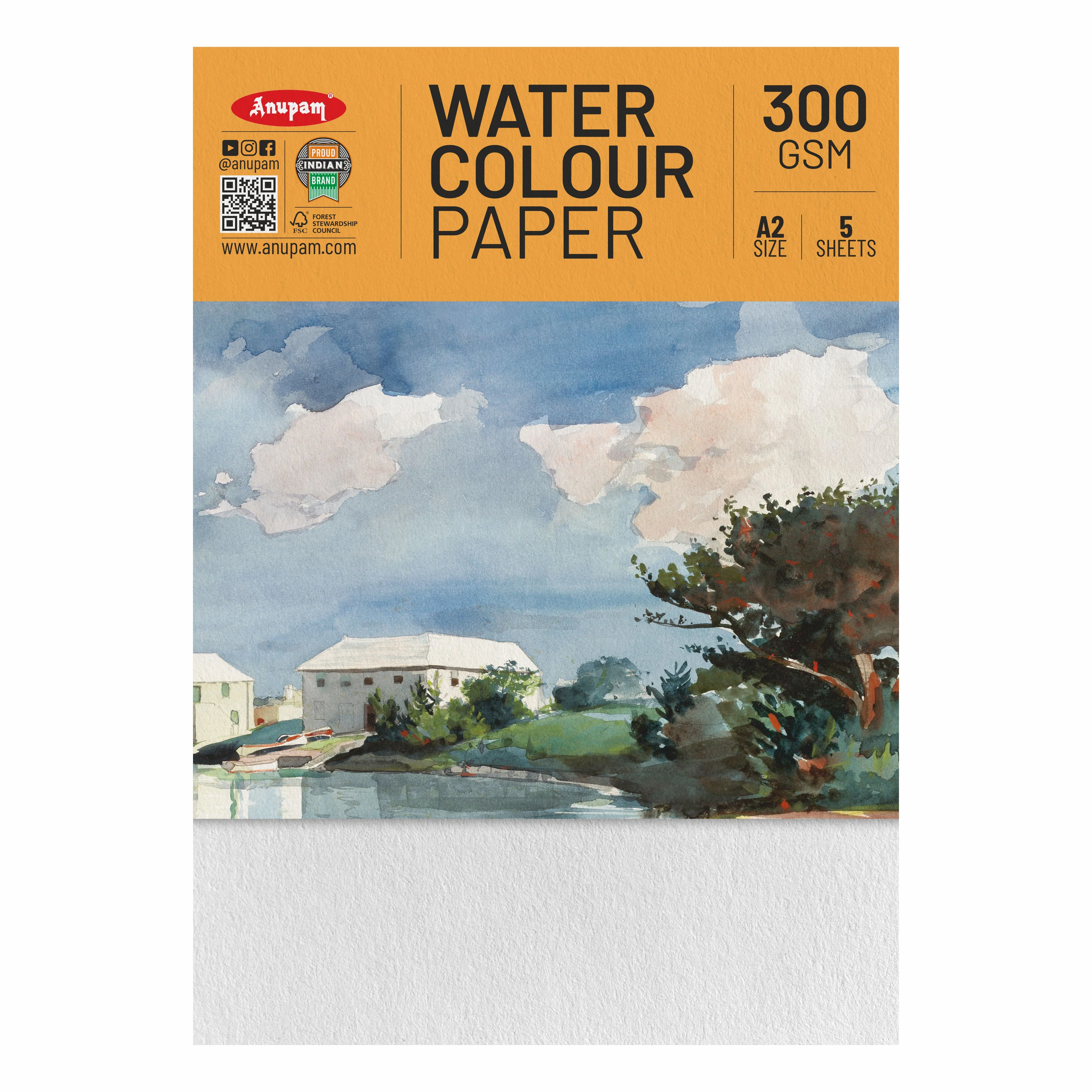 Anupam Watercolour Paper Loose Sheets-Natural white-Grained Surface-Cold Pressed-(200 and 300 GSM) - Image 50