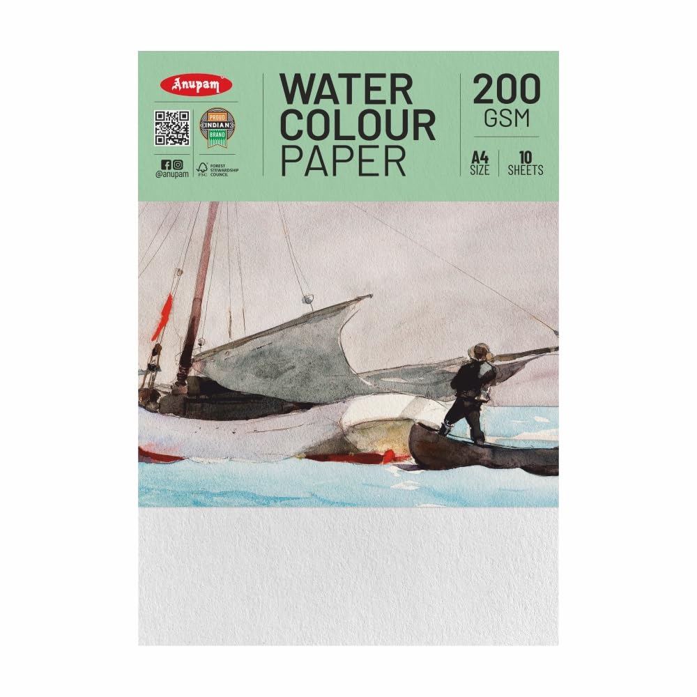 Anupam Watercolour Paper Loose Sheets-Natural white-Grained Surface-Cold Pressed-(200 and 300 GSM) - Image 8